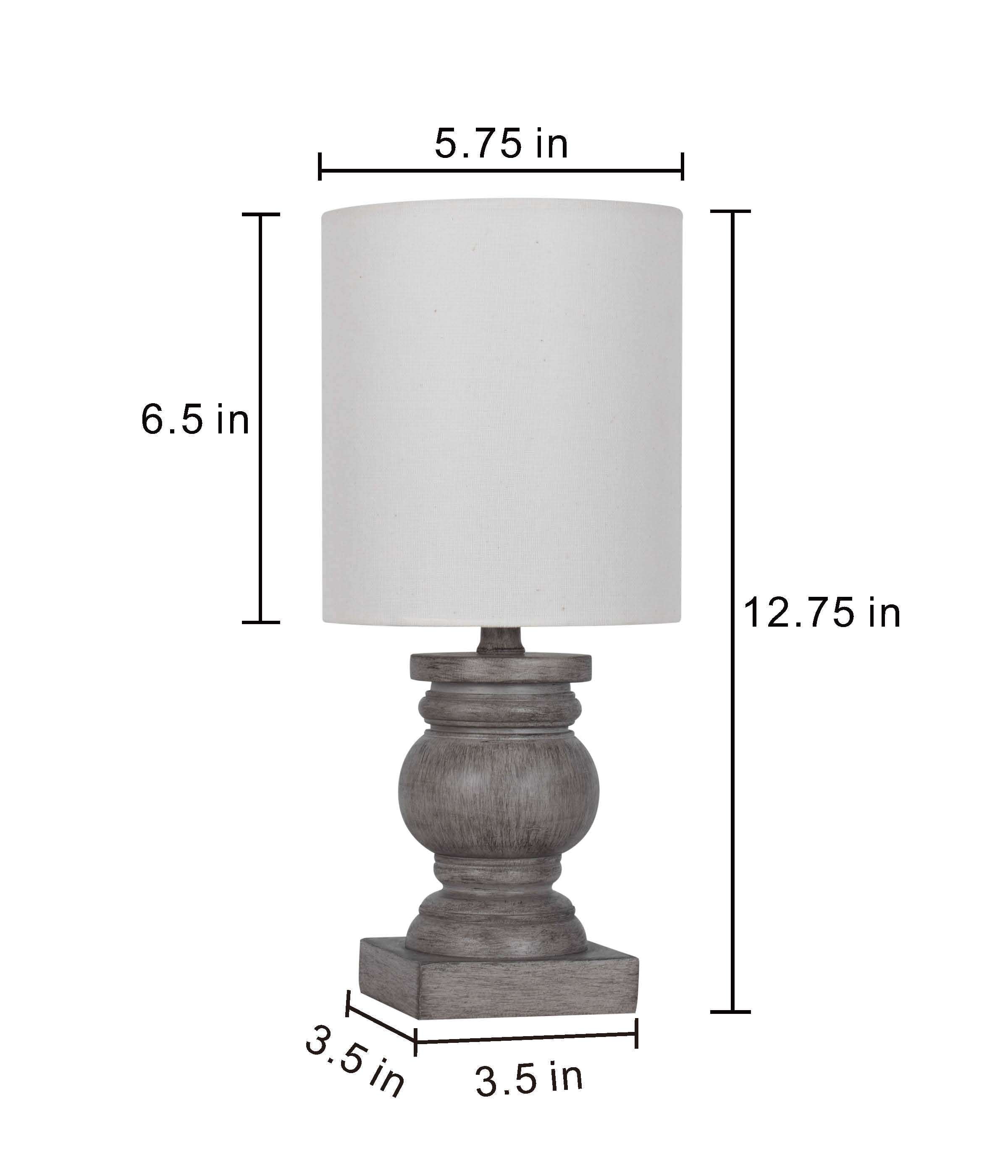 Mainstays Mini Table Lamp with Weathered Wood Finish (White Shade, 12.75 in) svvmn