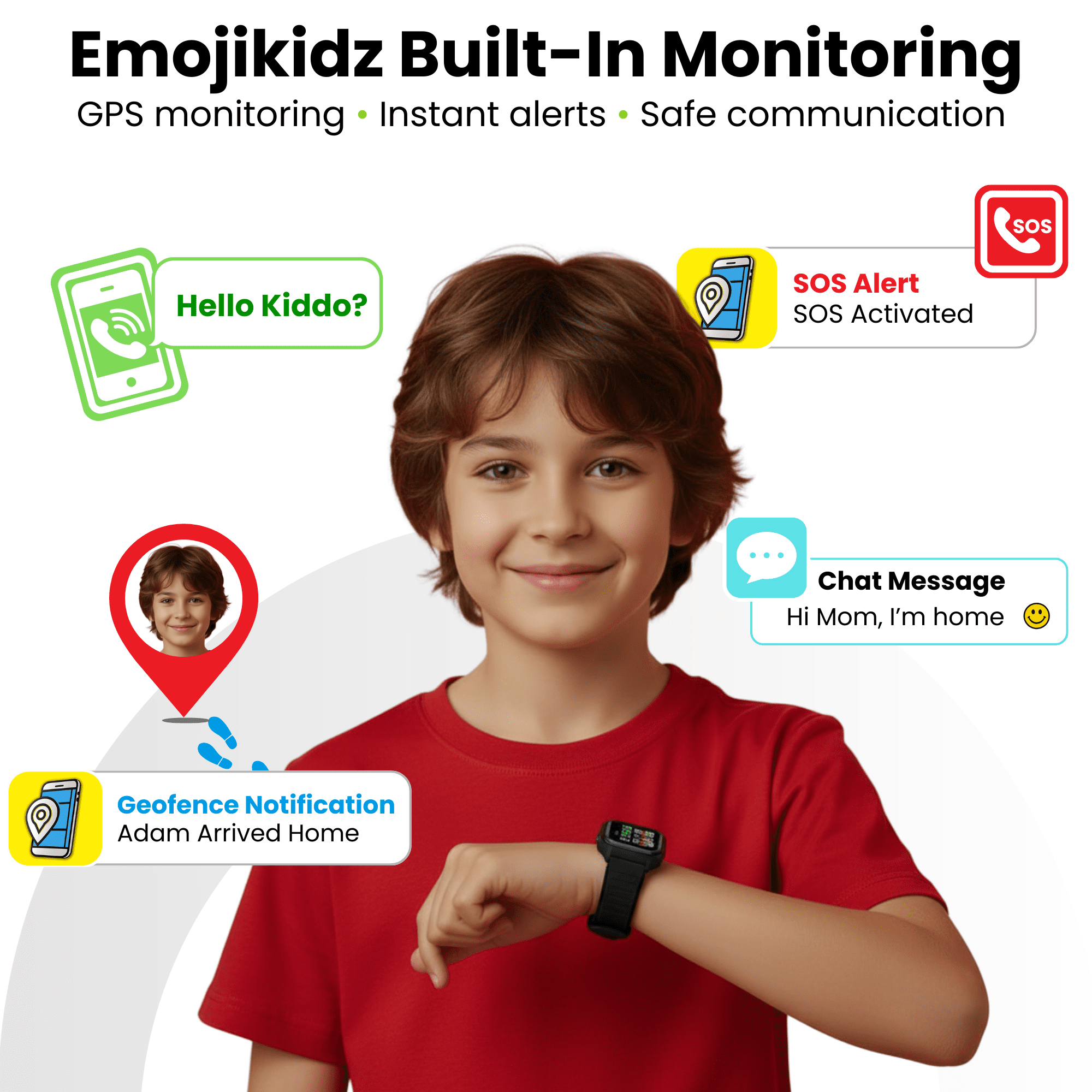 EmojiKidz 2026 GPS Smartwatch for Kids with 4G Calling, Texting, Camera, and SOS Alerts (Black, 1 Unit) 7vkj2