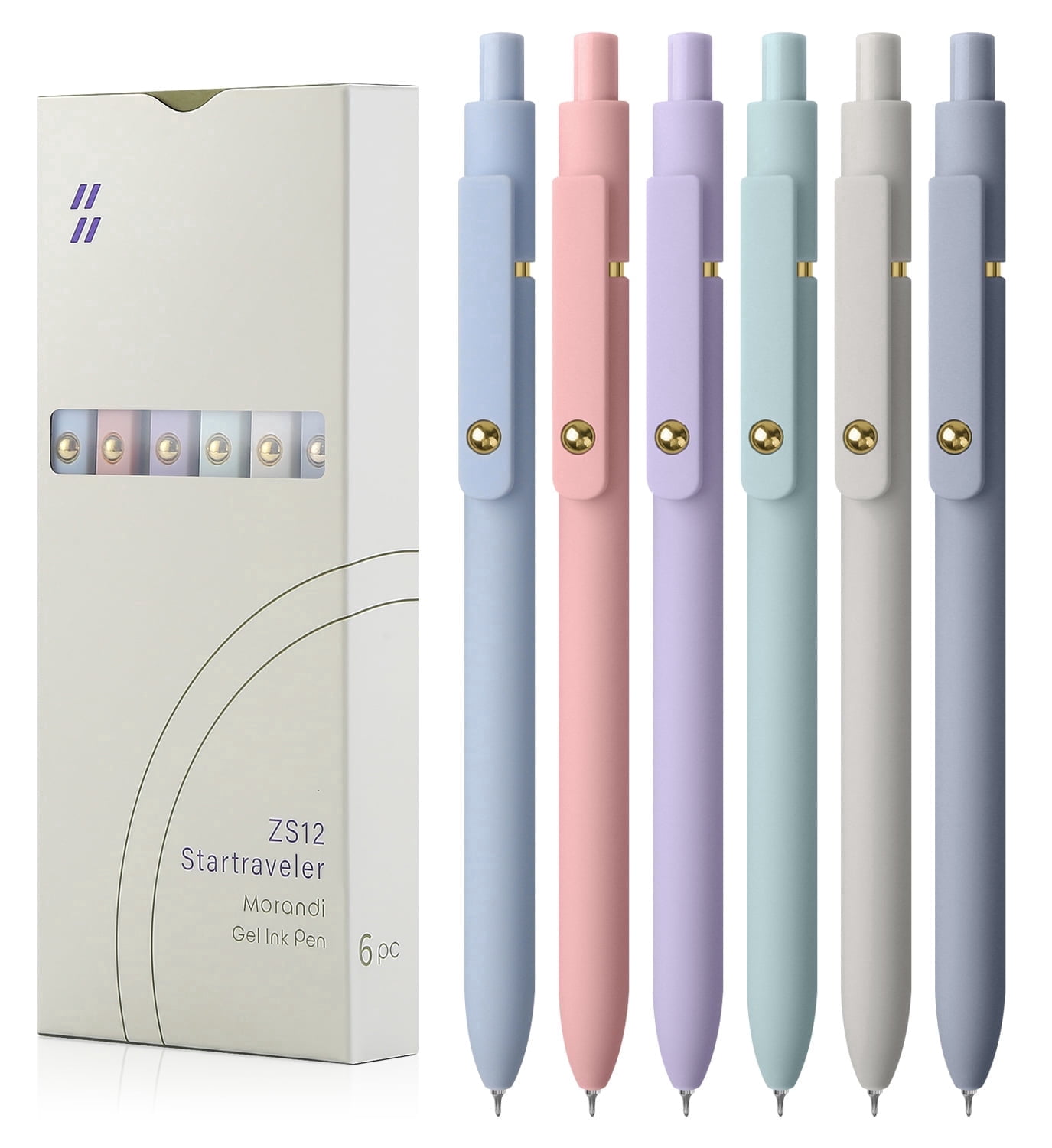 FIOVER Retractable Gel Ink Pens, Quick-Dry No-Smudge Writing Pens (Black, 6 Pack) caer8