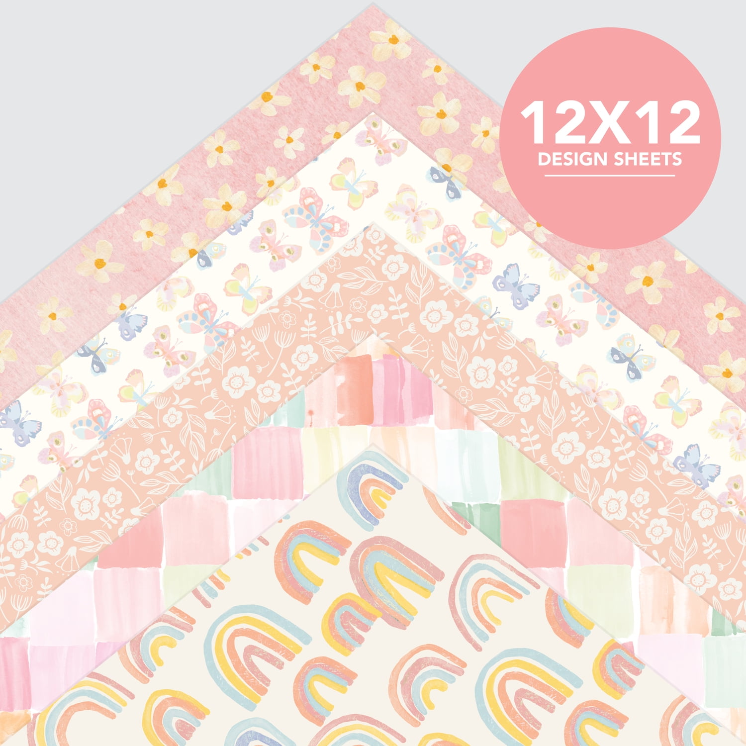 Roobee by Mara Mi Baby Girl Scrapbook Paper Decorative Cardstock for DIY Crafts and Invitations (Multi-Color, 12 in x 12 in, 50 Sheets) r5bg1