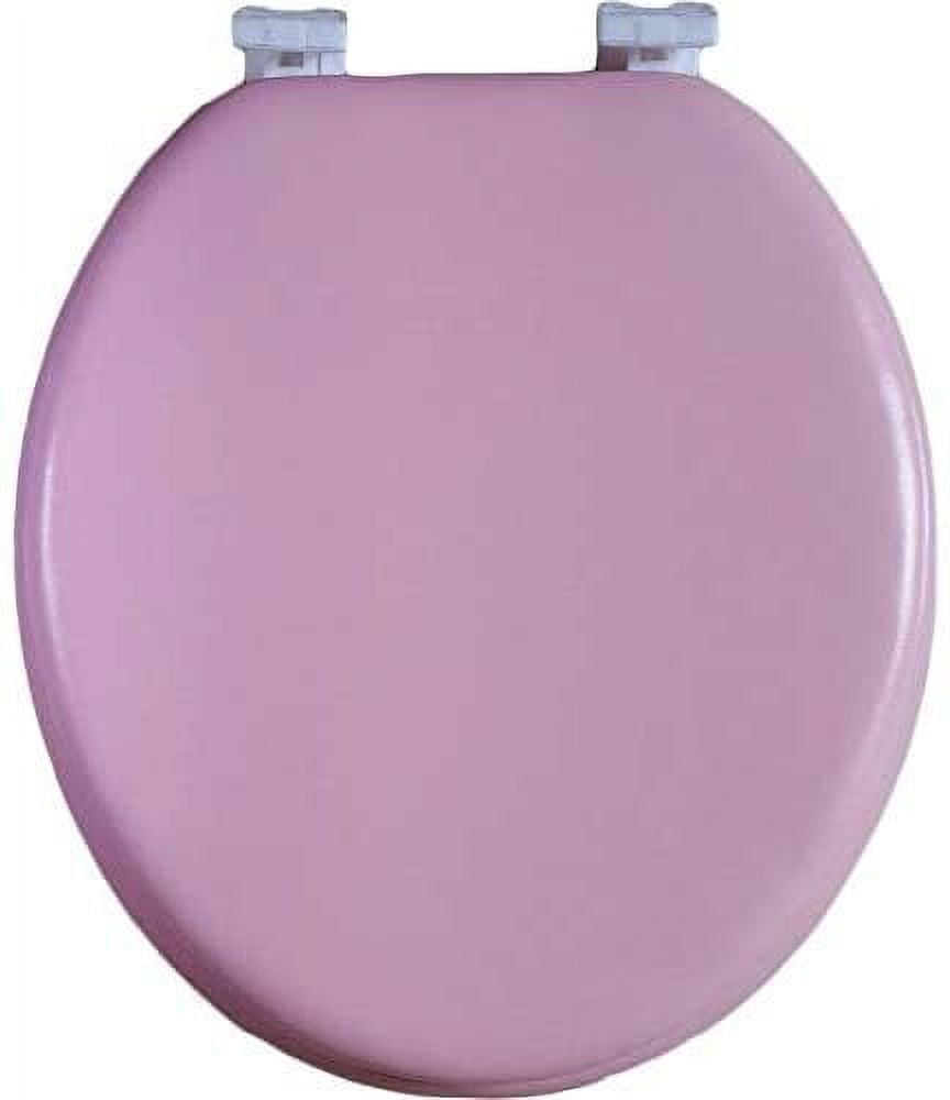 J&V Textiles Soft Padded Round Toilet Seat with Easy Clean Hinge (Pink, 16.5 in) 4y3mf