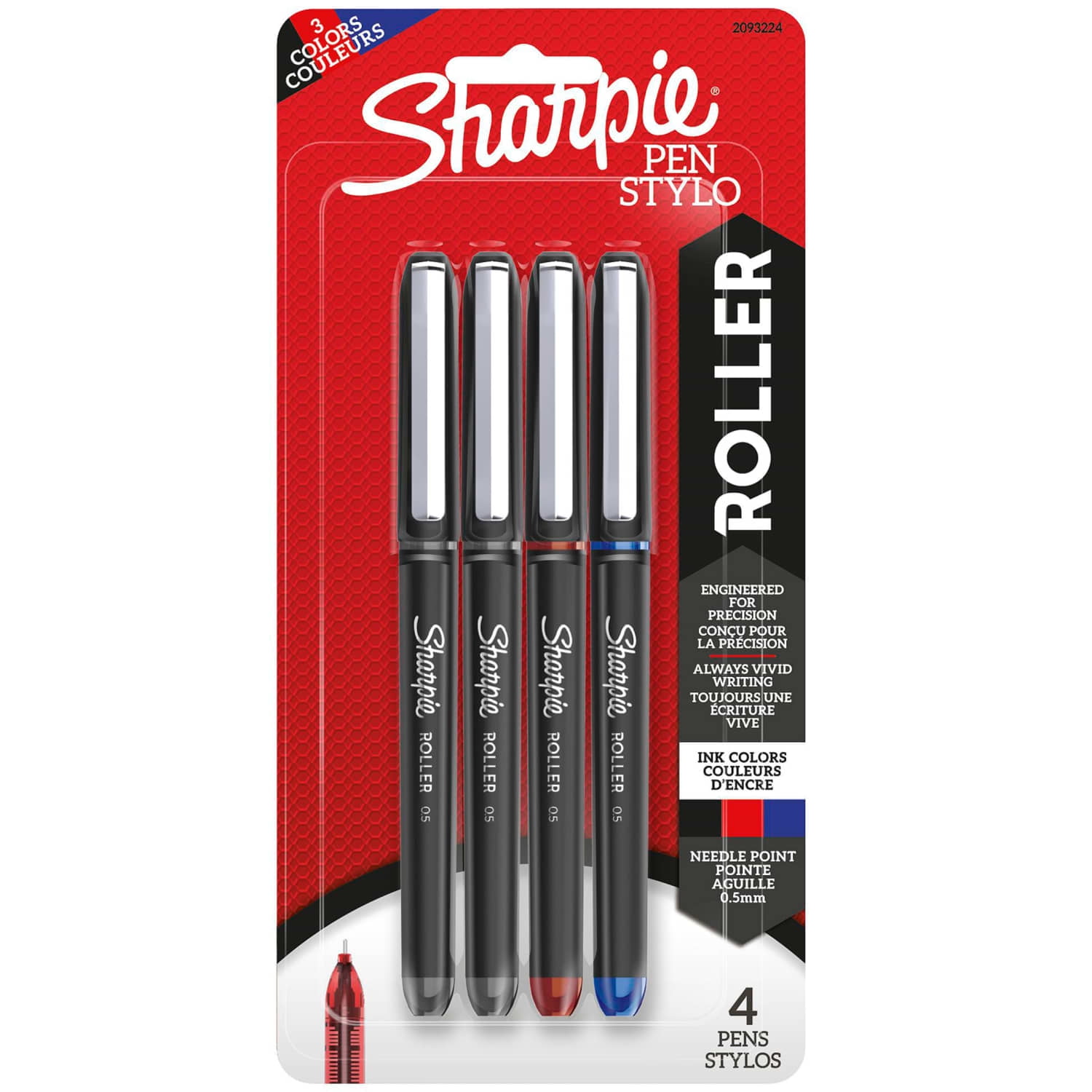 Sharpie Rollerball Pens, Smooth Writing Ink, Professional Metal Clip (Black, 4 Pack) no70k