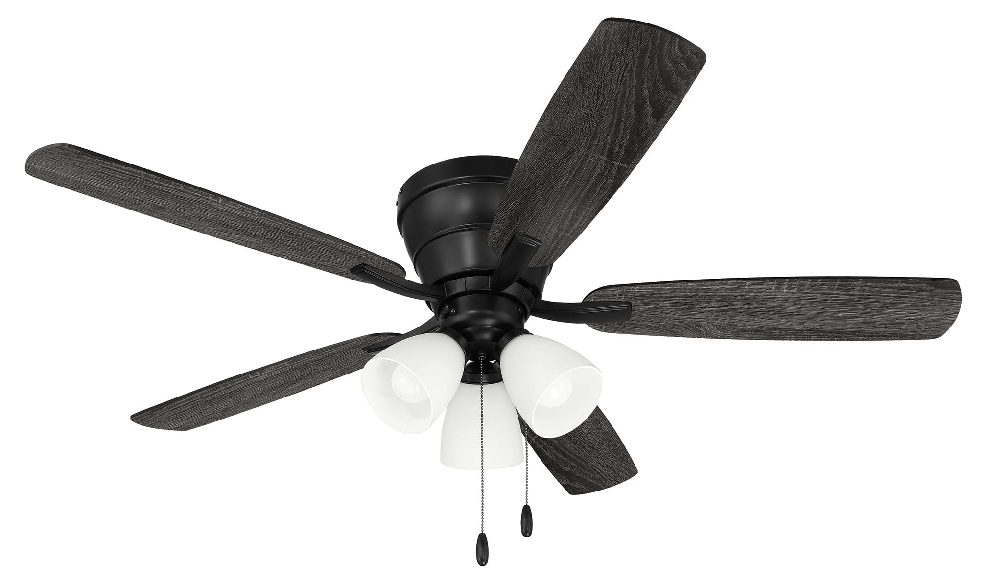 Craftmade Wheeler 5-Blade Flush Mount Ceiling Fan with Integrated Light (Flat Black, 52 in) xr8mh