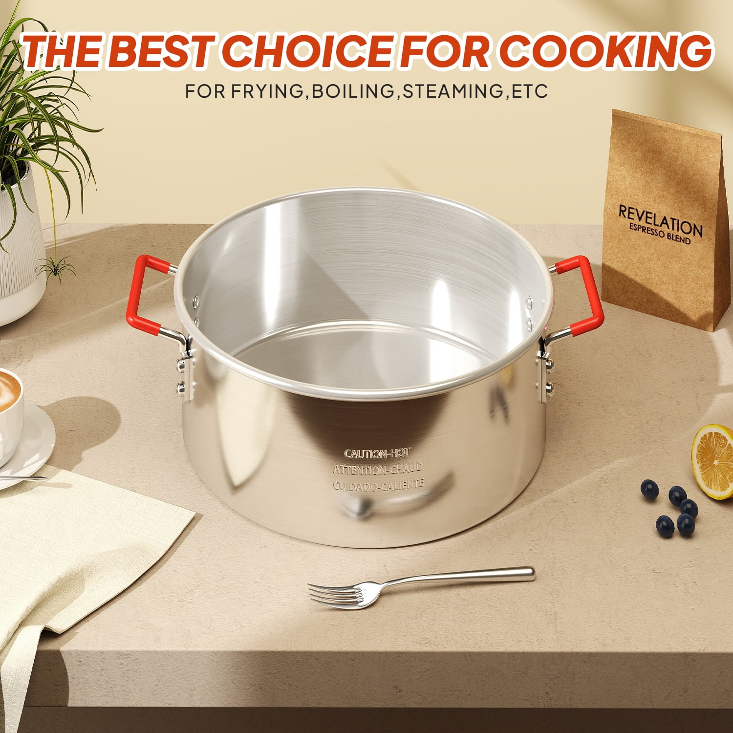 FURRYFECTION Aluminum Fish Fryer Pot with Basket and Lid (10 qt, Silver) pif2w