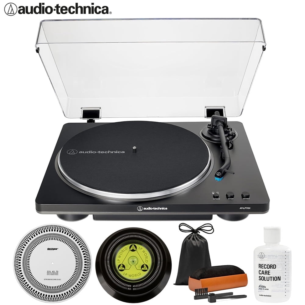Audio-Technica AT-LP70X-BG Fully Automatic Belt-Drive Turntable Bundle with Record Care and Cleaning Kit (Black/Silver) eiyt8