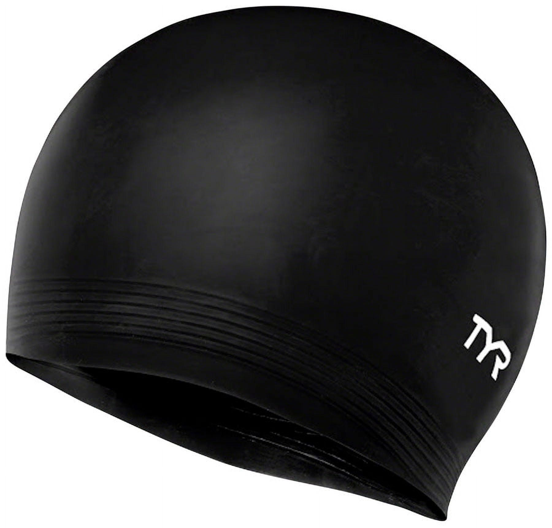 TYR Adult Fit Latex Swim Cap, Drag-Reducing Competition Gear (Black, One Size) x2lyi