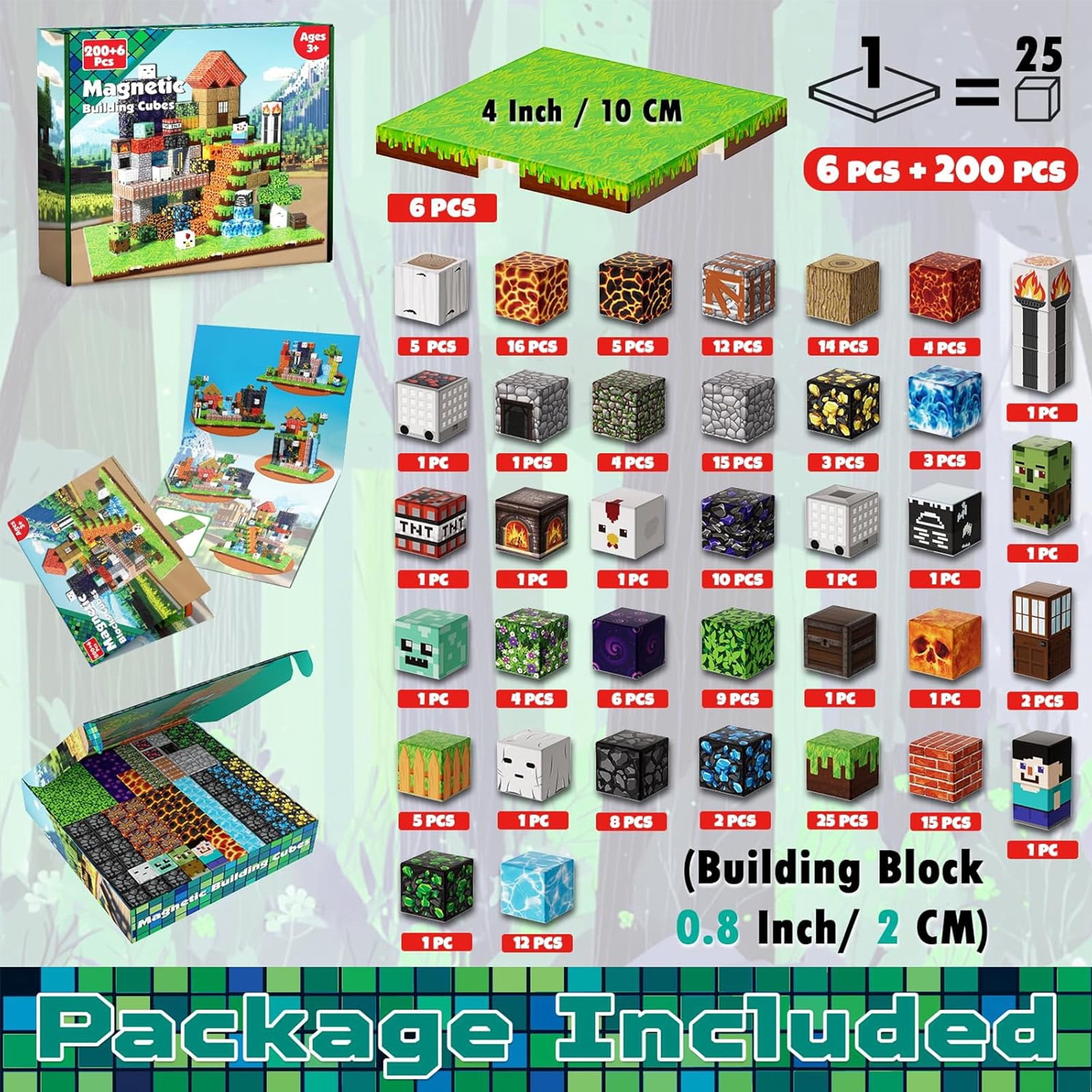 Annexfun Magnetic Building Blocks STEM Construction Set with 6 Base Plates (200 Pieces) kt3o9