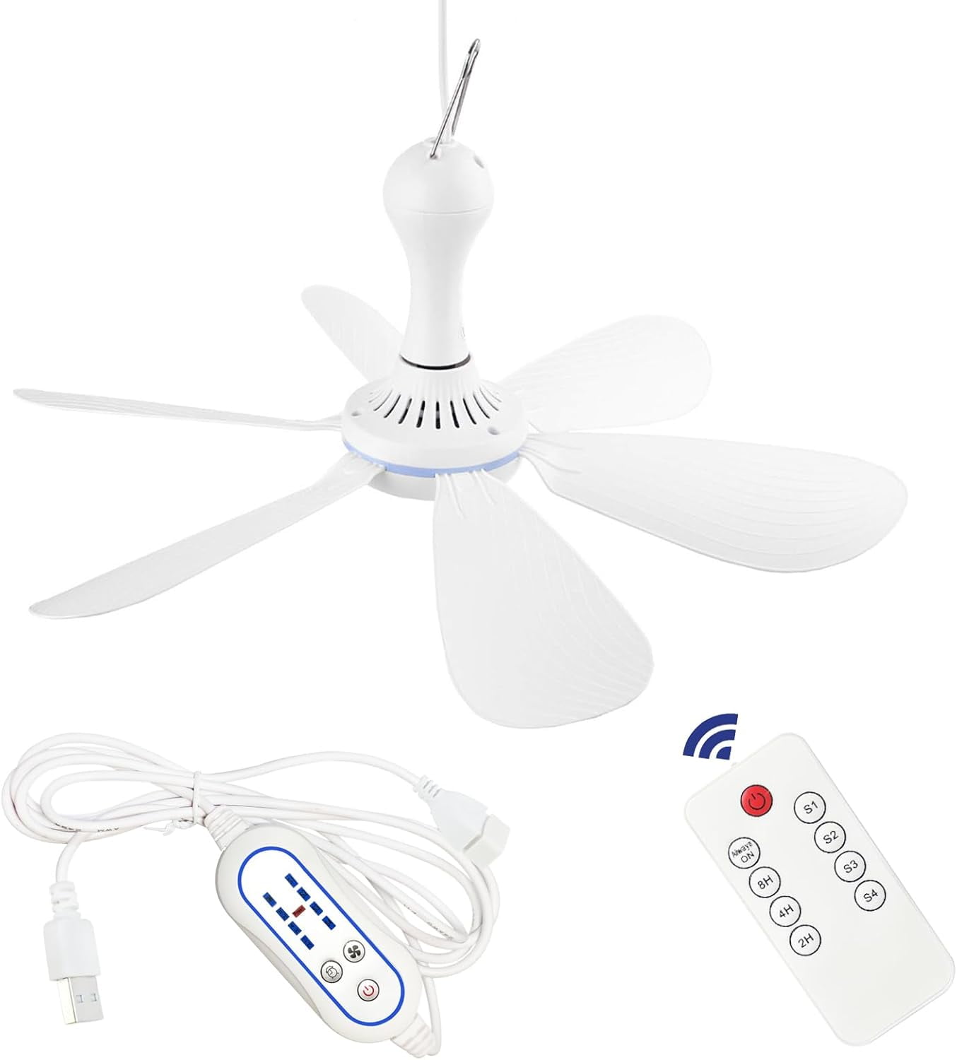AAmyb Silent USB Powered Ceiling Fan with Remote Control and 4-Speed Settings (16.5 in) 2hvyn