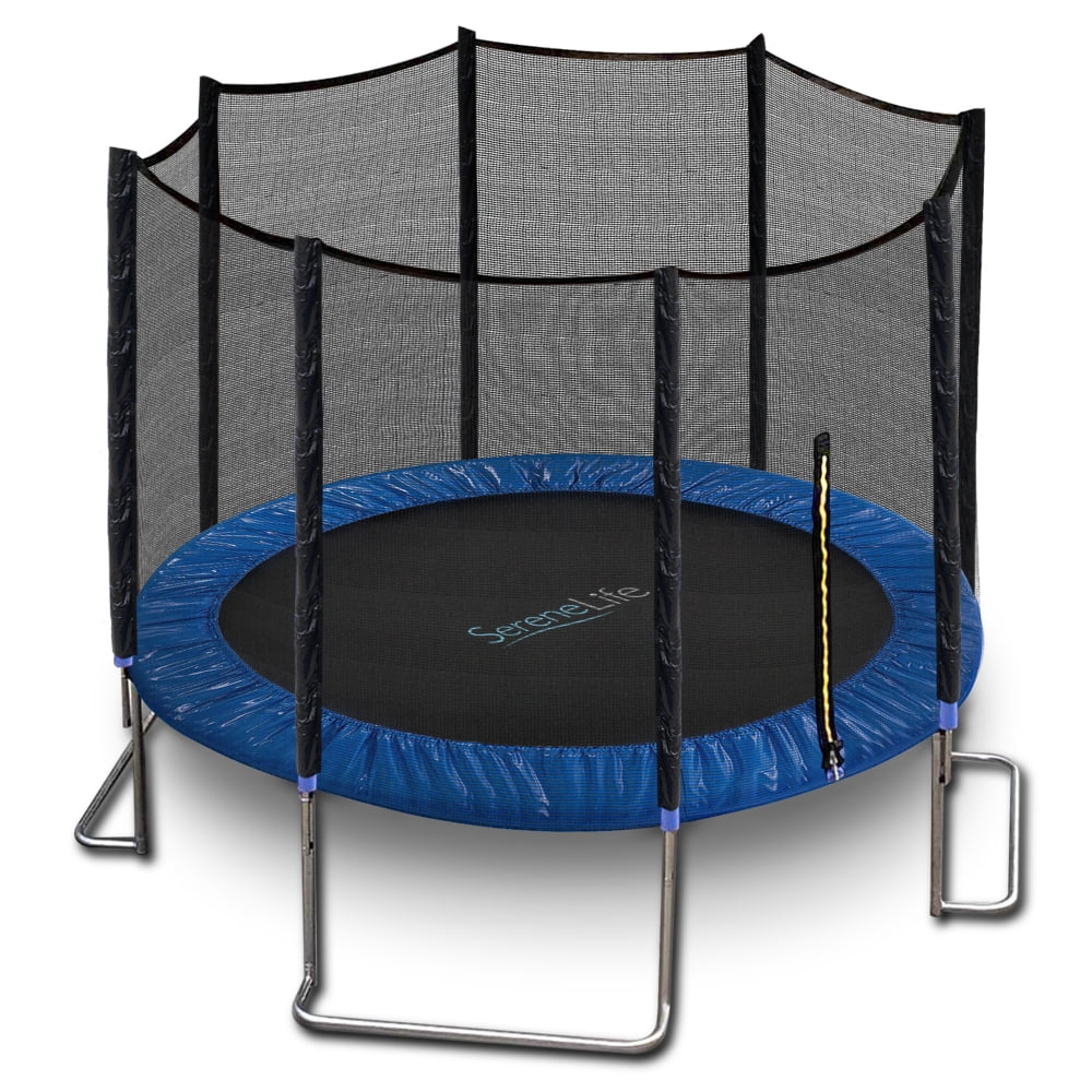 SereneLife Outdoor Backyard Trampoline with Safety Net Enclosure (Blue, 10 ft.) lvkqs
