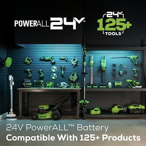 Greenworks 24V 8 in Cordless Pole Saw with 2.0Ah Battery and Charger (Green, 11 ft Reach) o7d4f