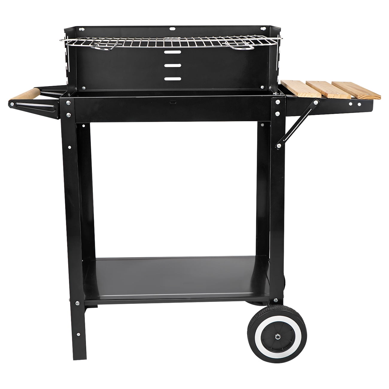 Linsen-outdoors Stainless Steel Charcoal Grill with Wheels, Portable Outdoor BBQ Grill for Backyard and Patio (Black, 30 in x 18 in) hktfj