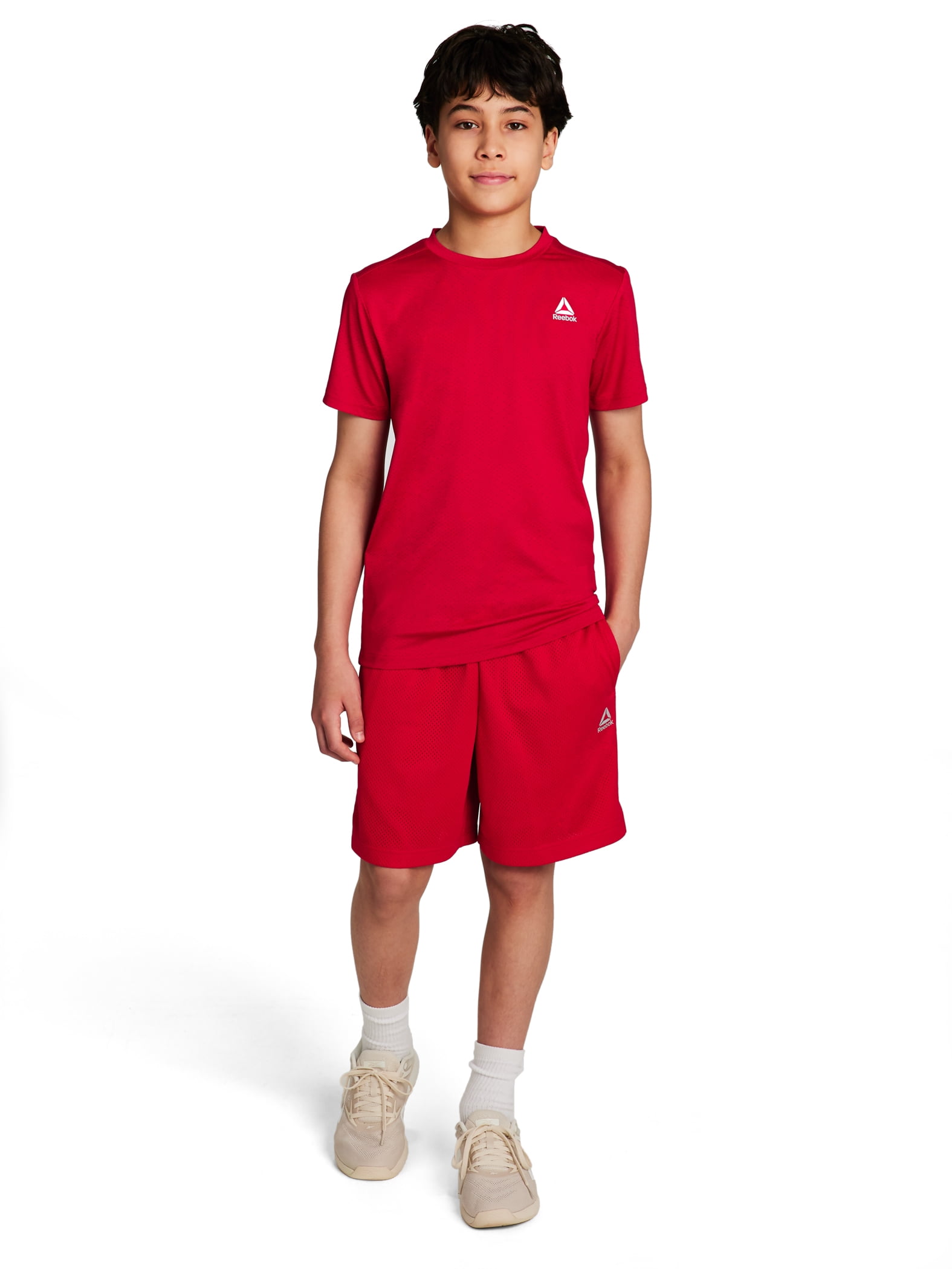Reebok Boy's Athletic Stride Performance T-Shirt Moisture-Wicking Activewear (Black, L, 2-Pack) vk525