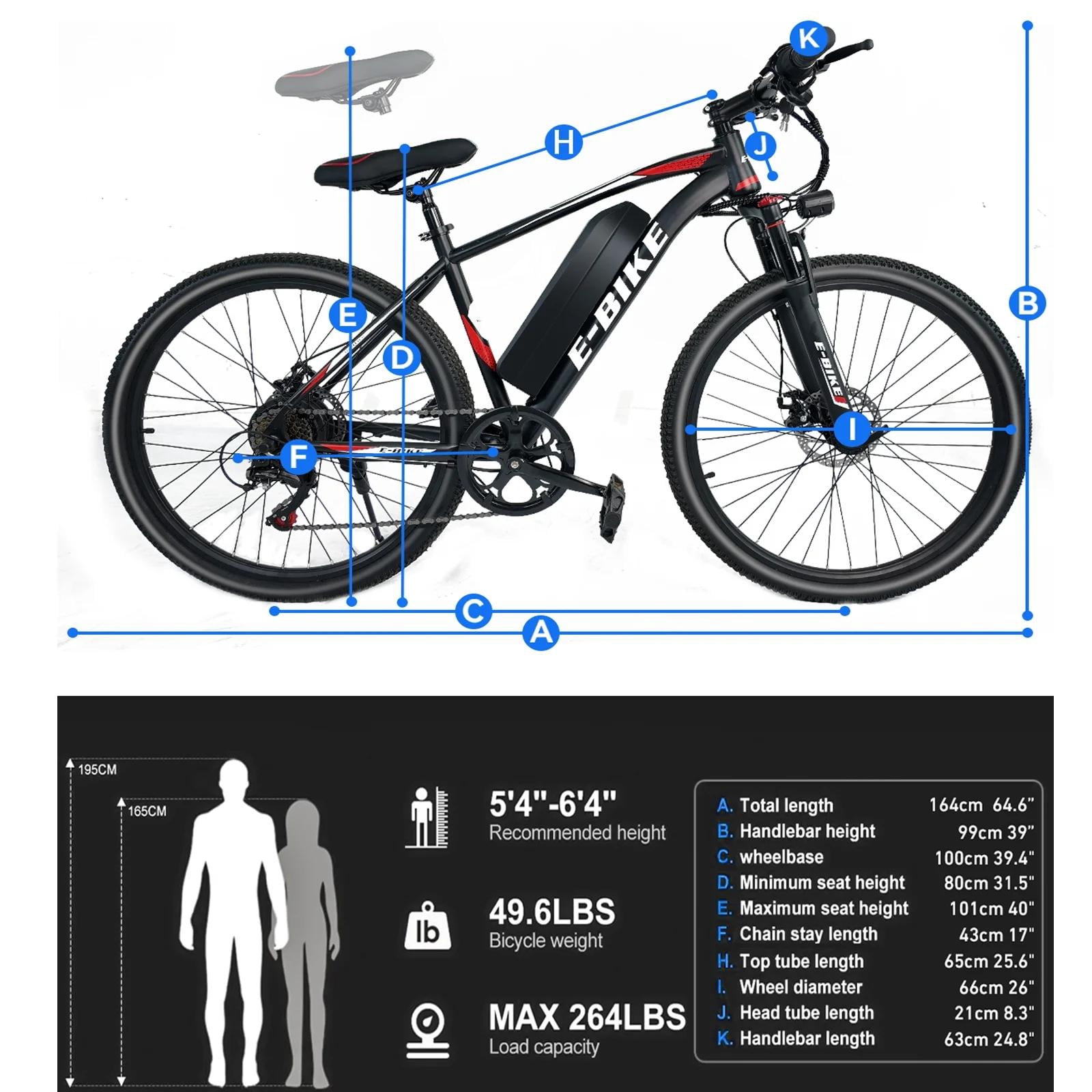 Setohet 26 in Electric Mountain Bike, 1200W Motor E-Bike with 36V Removable Battery (Black, 26 in) 42kk7