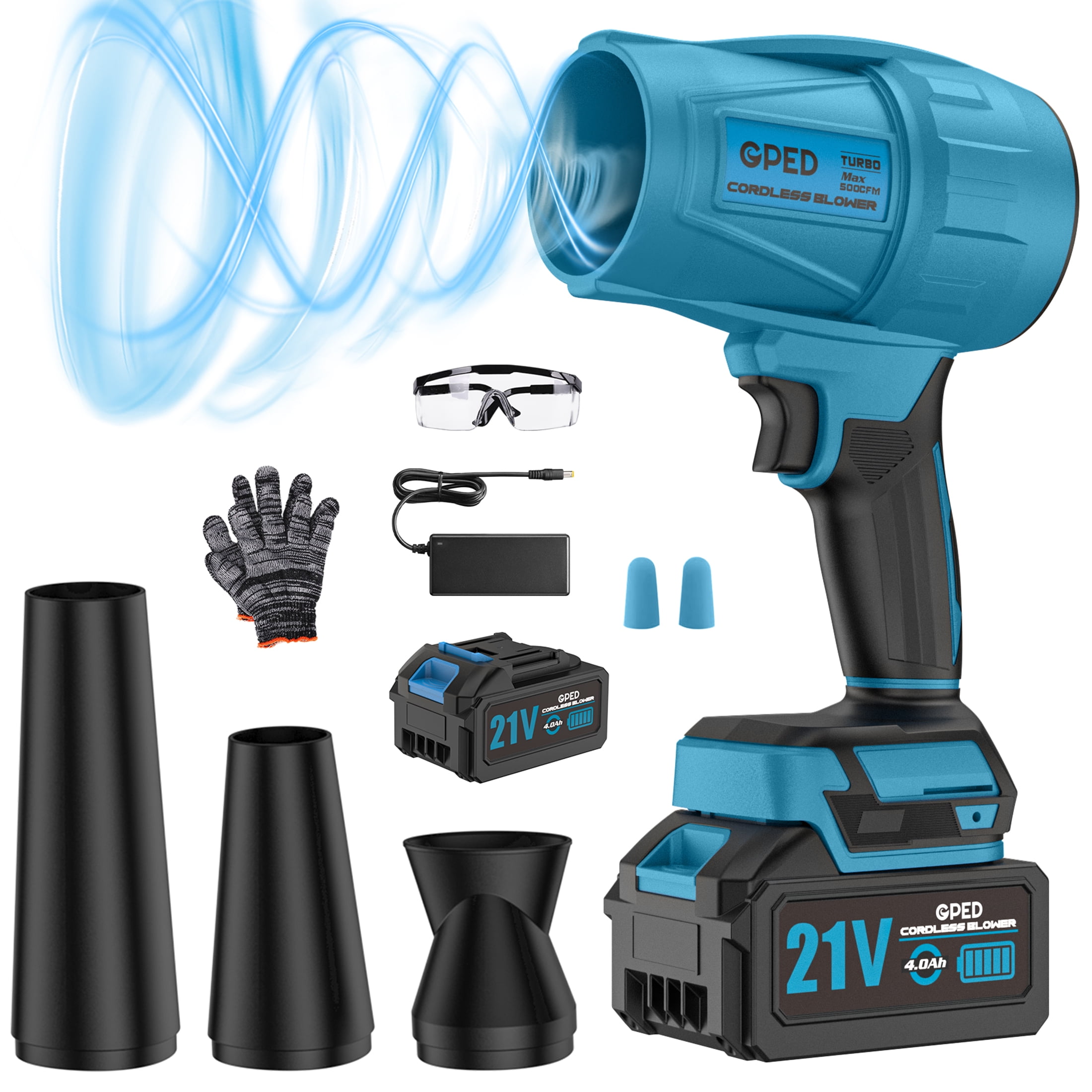 GPED Cordless Leaf Blower, Electric Handheld Power Blower for Lawn and Patio Cleaning (Blue, 2.4 lb) u5qhd