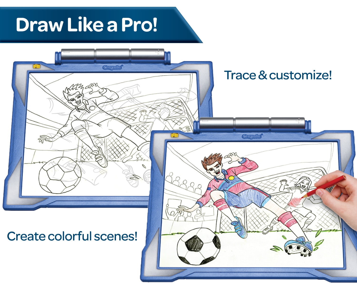 Crayola Light-Up Tracing Pad Drawing Tablet with Colored Pencils (Blue, 1 Set) gy3u6