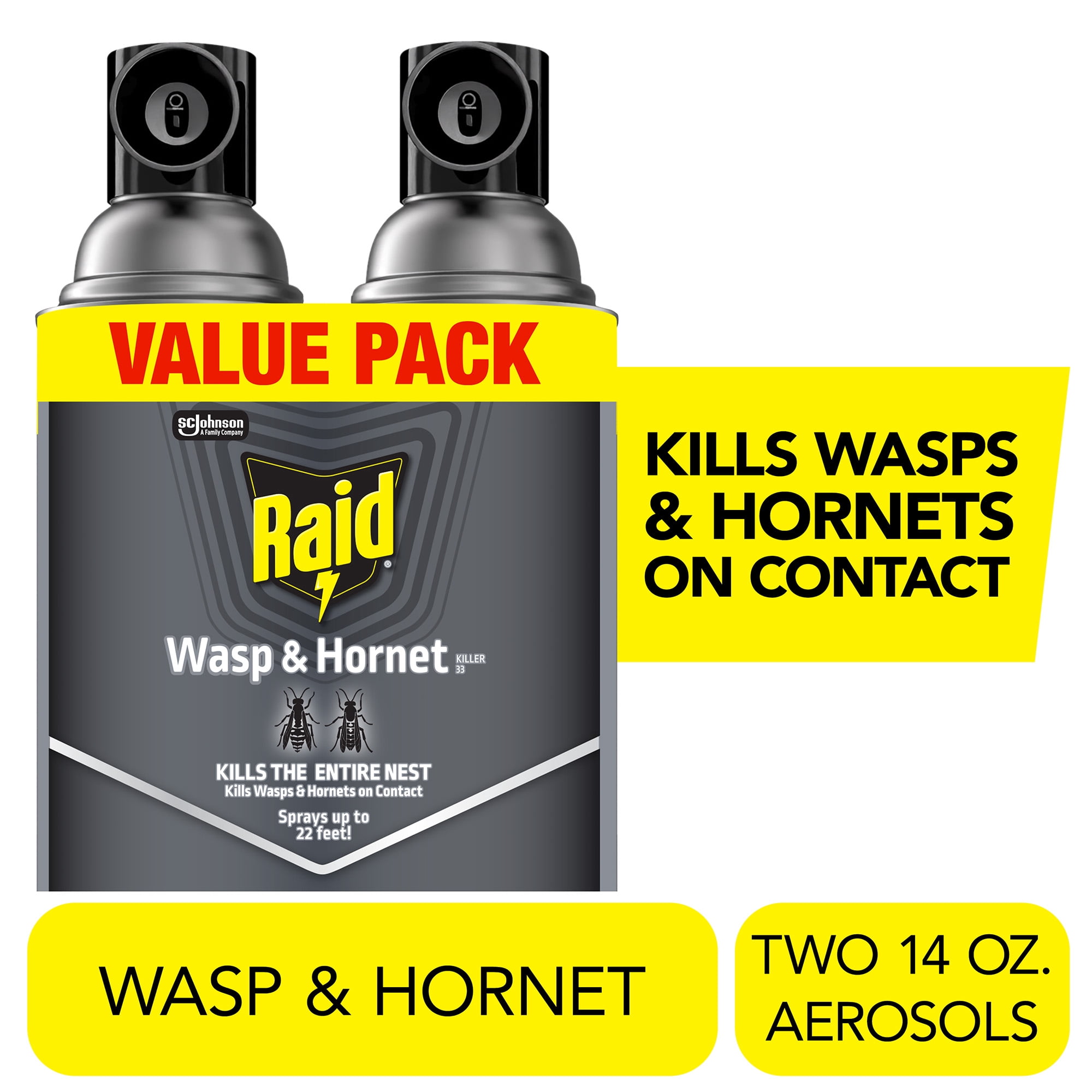 Raid Wasp and Hornet Killer 33 Outdoor Insecticide Spray (2 Pack, 14 oz each) 3e5kk