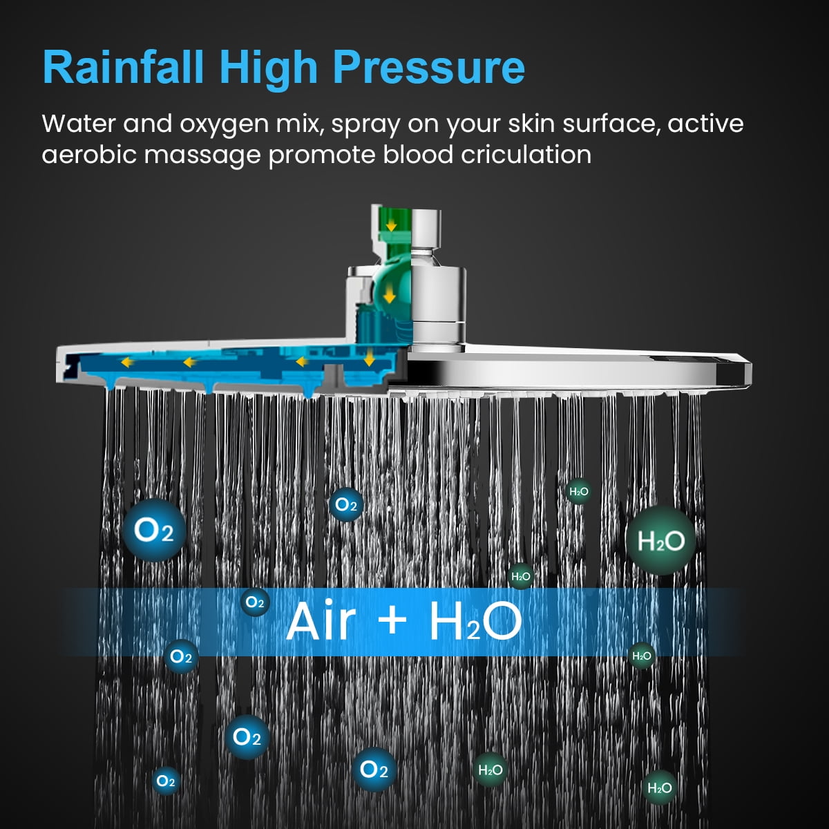 YEERSWAG 9 Inch High Pressure Rainfall Shower Head and Handheld Combo (Chrome, 60 in Hose) aoo09