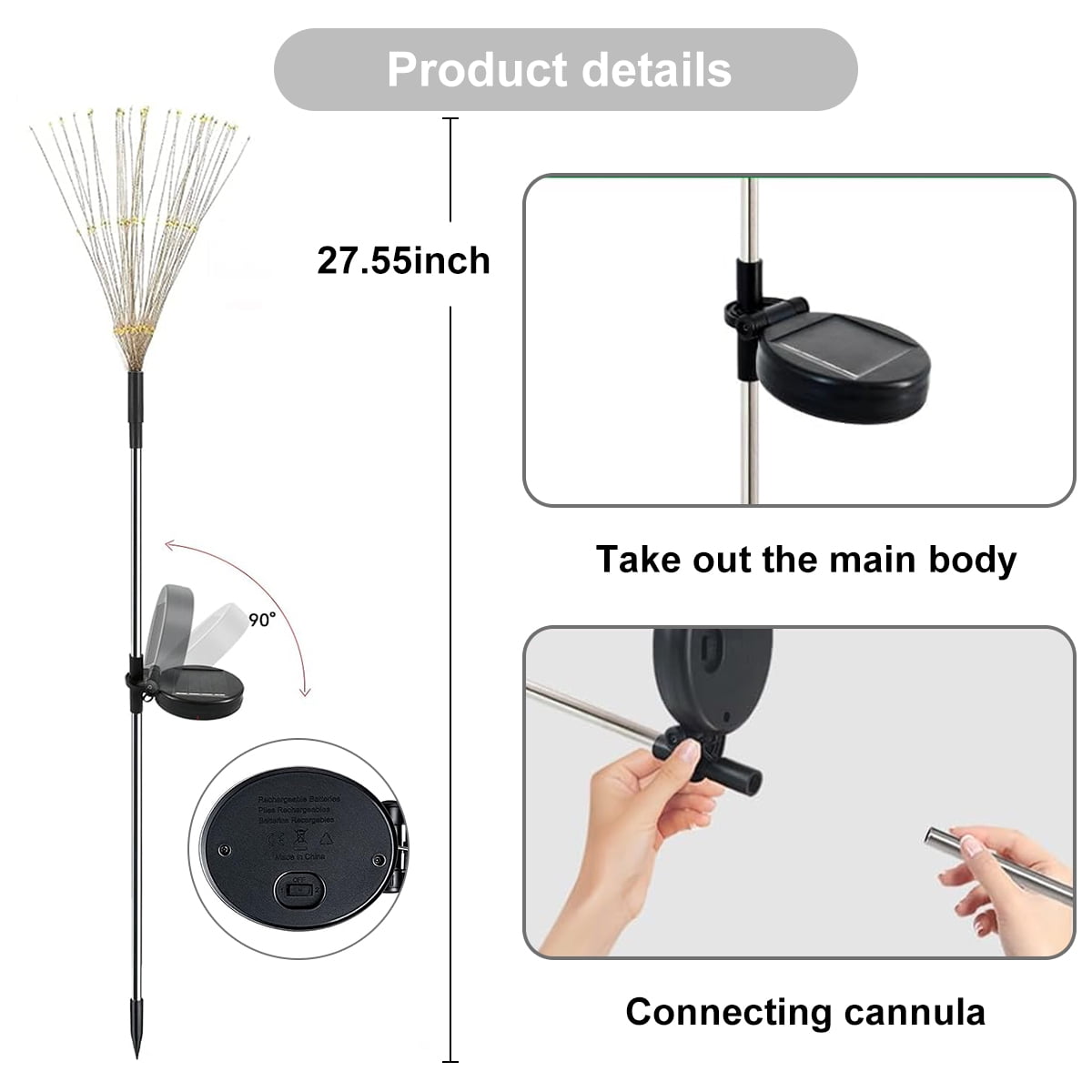 Rirool Solar Firework Lights Outdoor LED Garden Decor (Warm White, 2 Pack) p95if