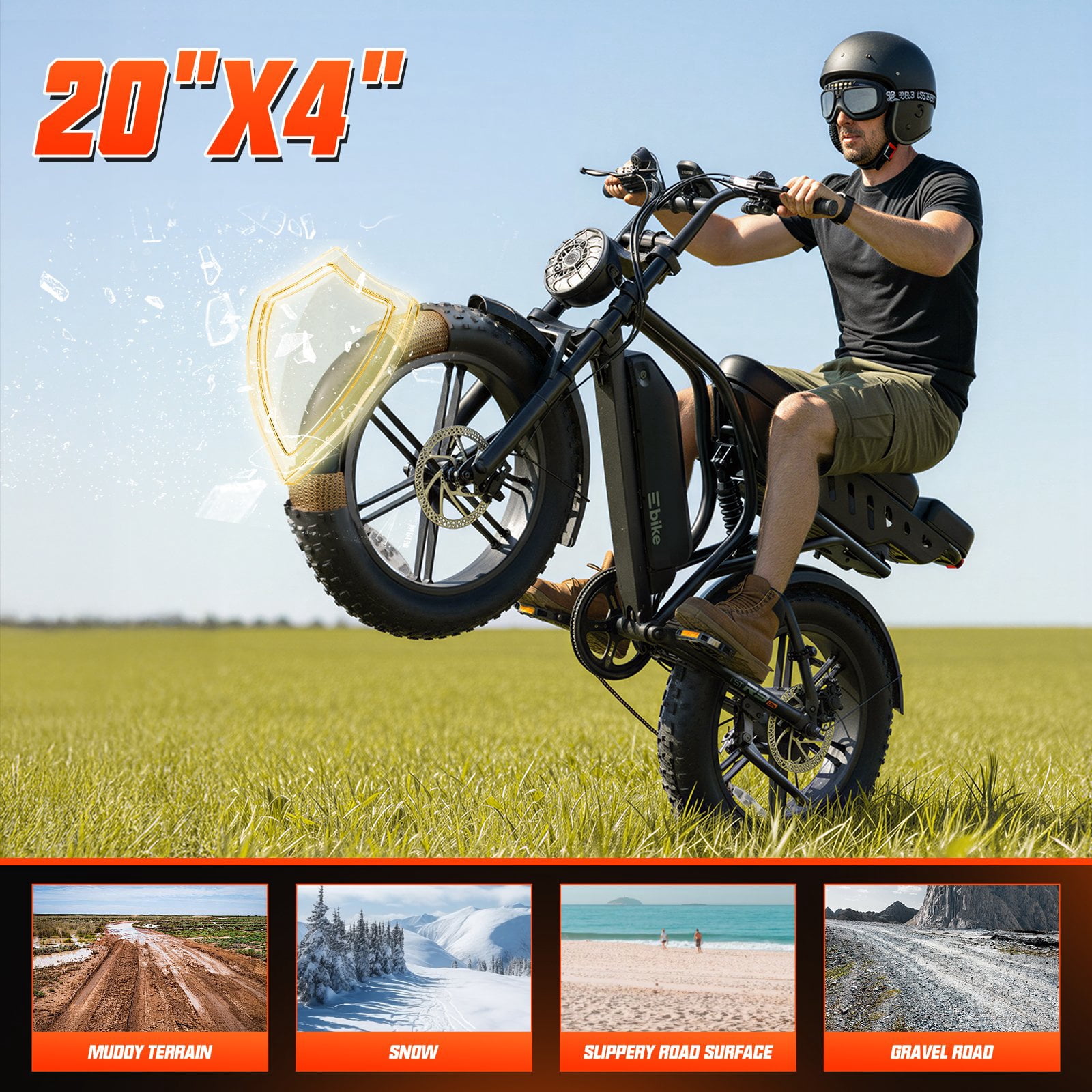 TST Electric Bike for Adults, 750W Motor Fat Tire E-Mountain Bike, Dual Suspension, App Control (Black, 20 in) 3g7t0