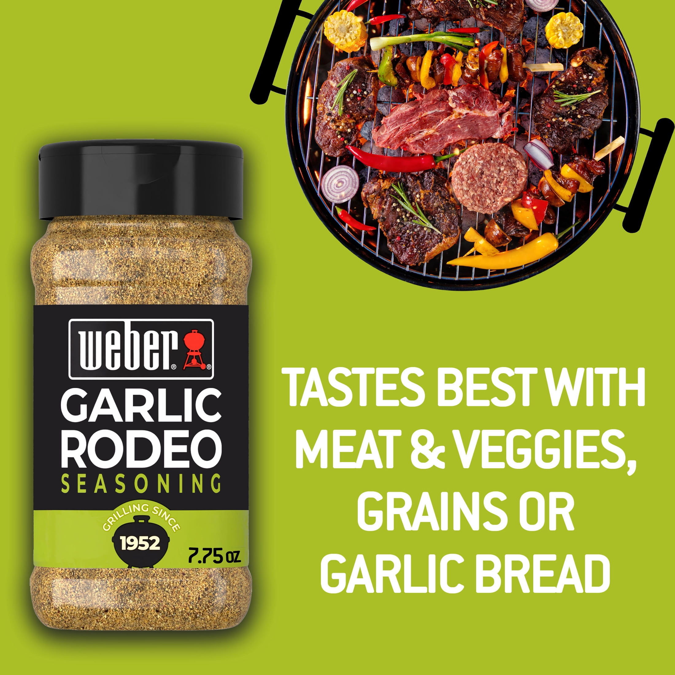 Weber Garlic Rodeo Seasoning Blend, Savory Herb Grilling Spice (7.75 oz) cp1vn