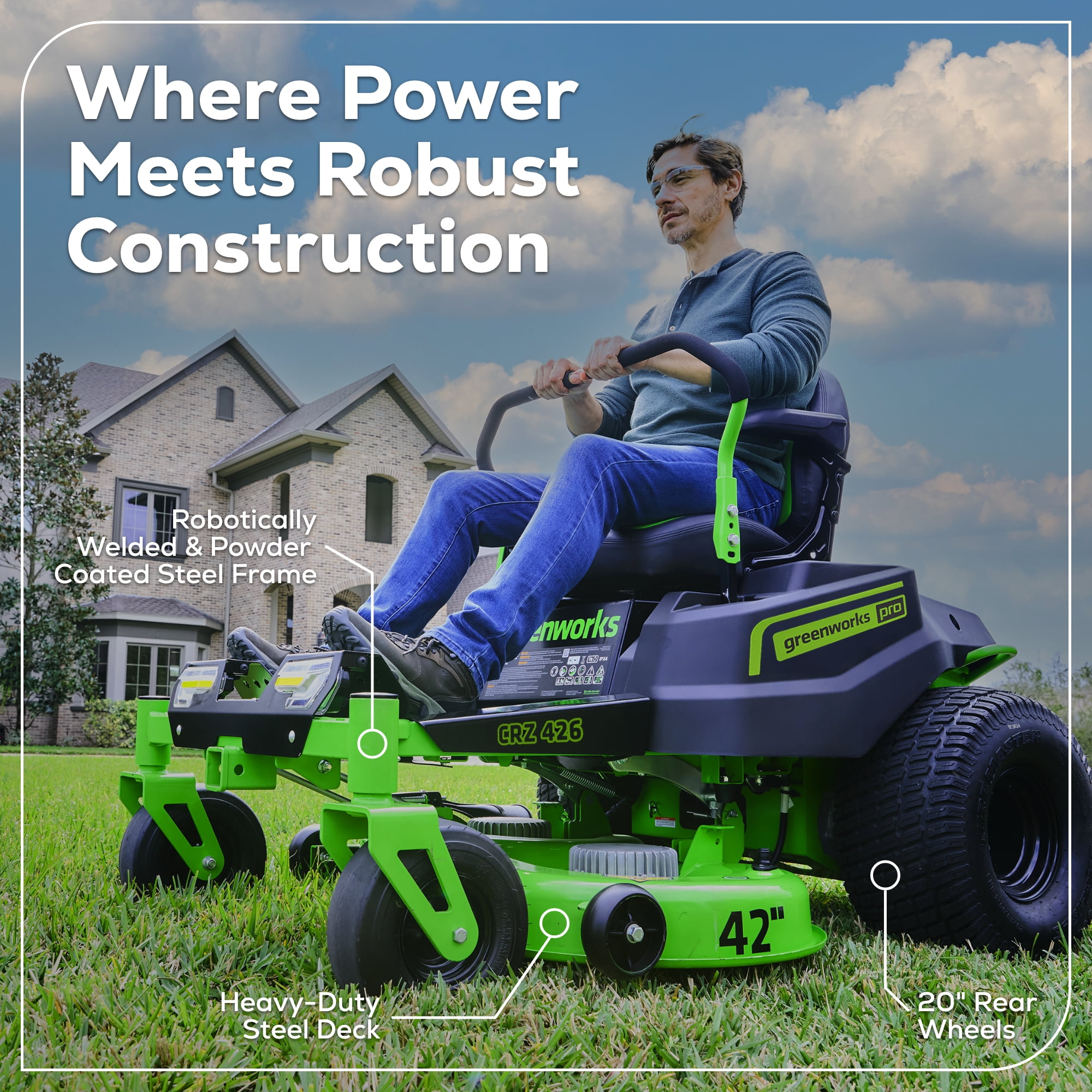 Greenworks 60V 42 in. Cordless Crossover-Z Zero Turn Riding Lawn Mower (6 Batteries, 1 Charger) v0zhx