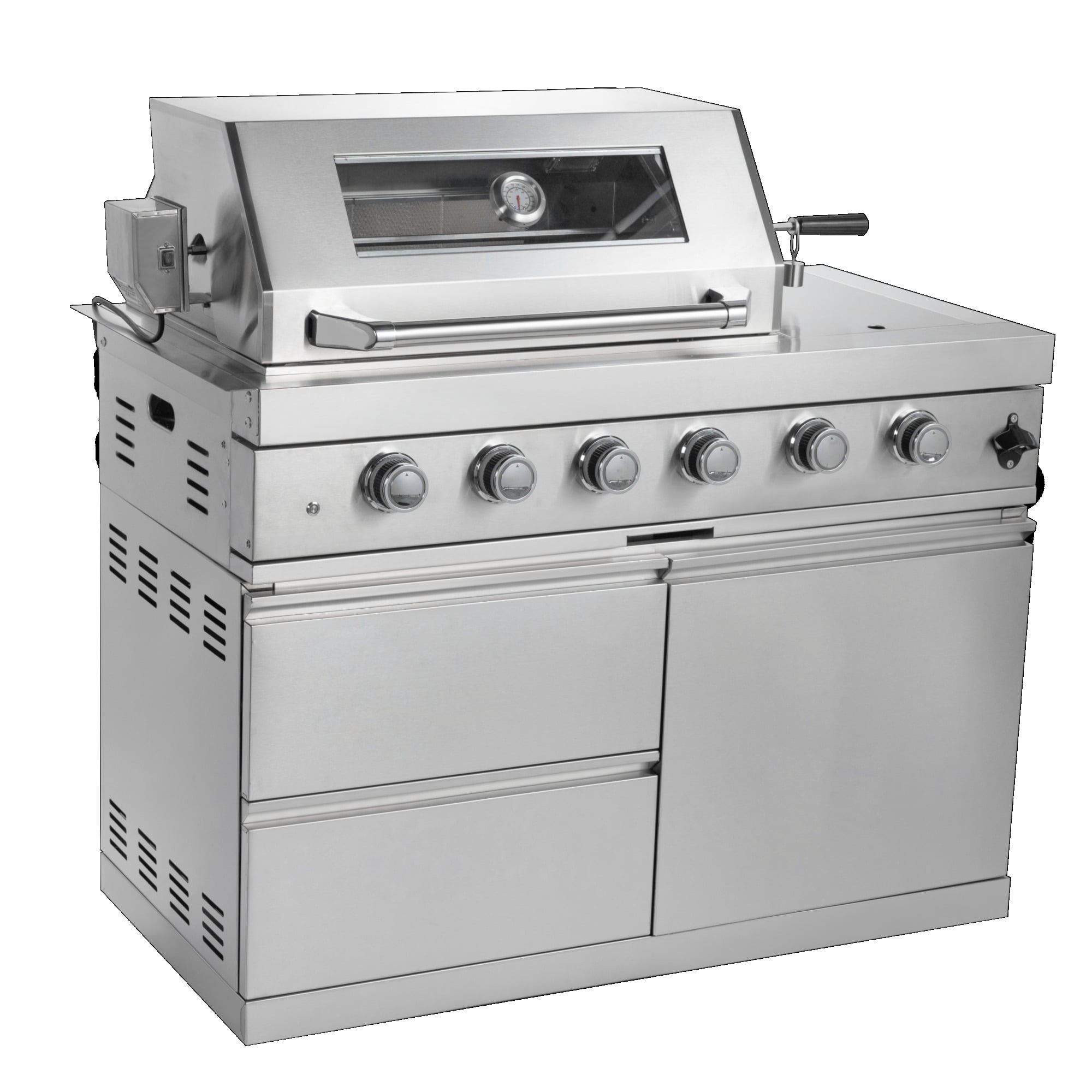 Navratil 4-Burner Stainless Steel Outdoor Kitchen Gas Grill with Rotisserie Kit (Silver, 46 in) 35flp