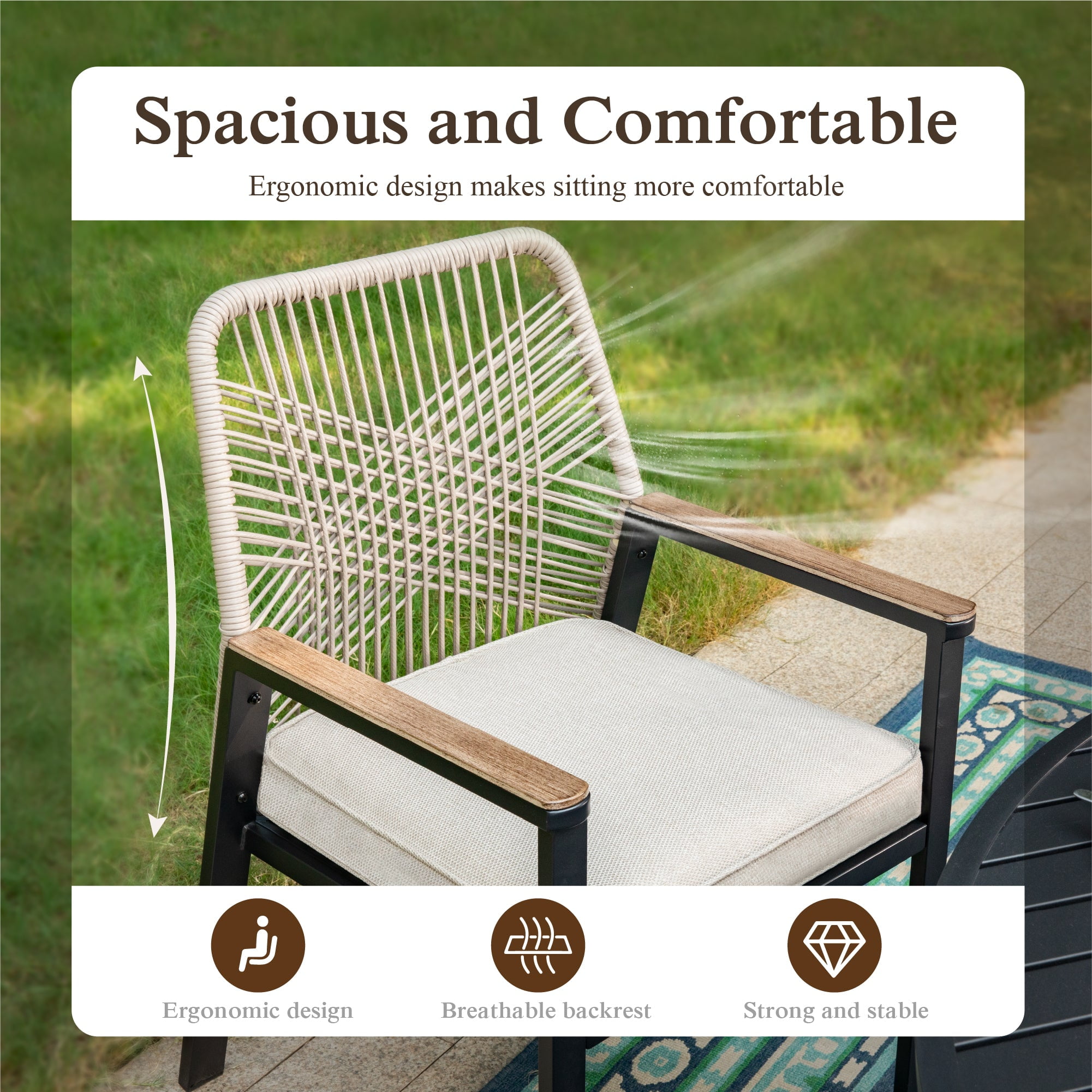 Sophia & William 7-Piece Outdoor Patio Dining Set with Cushions and Steel Table (Beige, 7-Piece Set) m47um