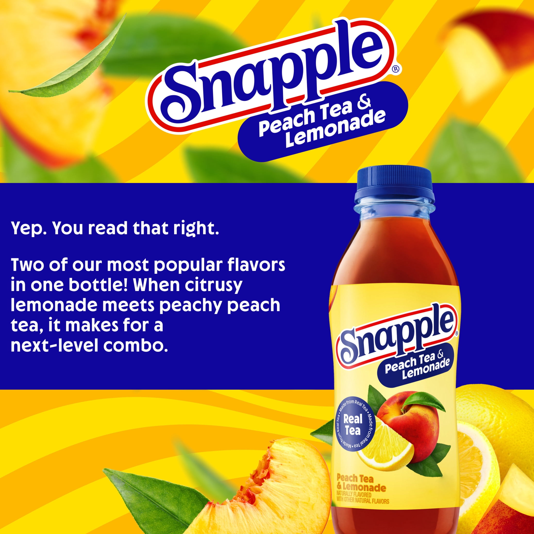 Snapple Peach Tea and Lemonade Refreshing Fruit Drink (6 Pack, 16 fl oz) py8of