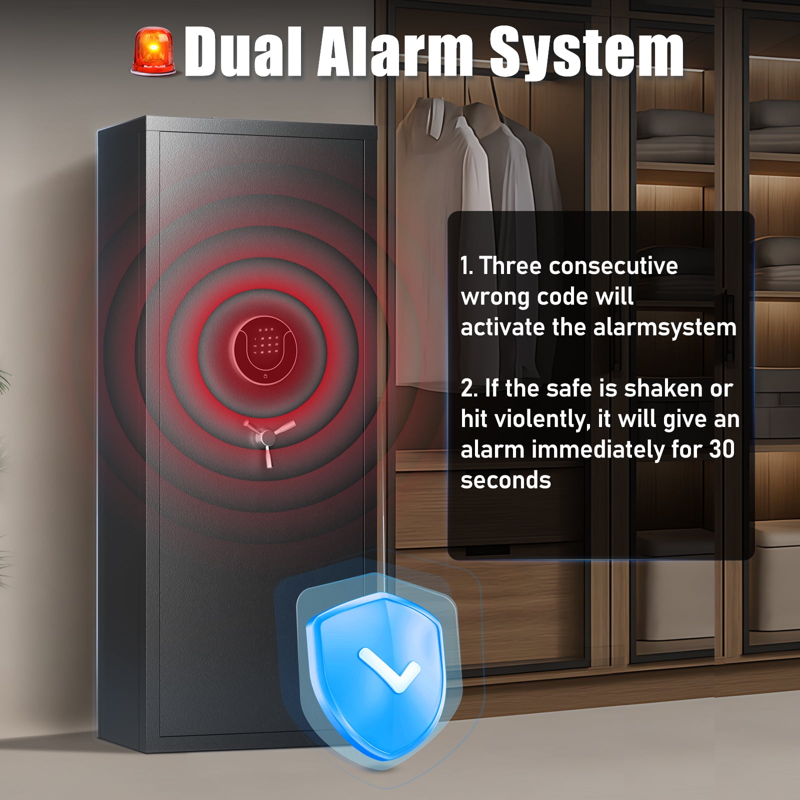 Omethey Large Digital Gun Safe, Quick Access Security Cabinet for Home Defense (Black, 54.33 in x 21.65 in x 13.8 in) snlw2