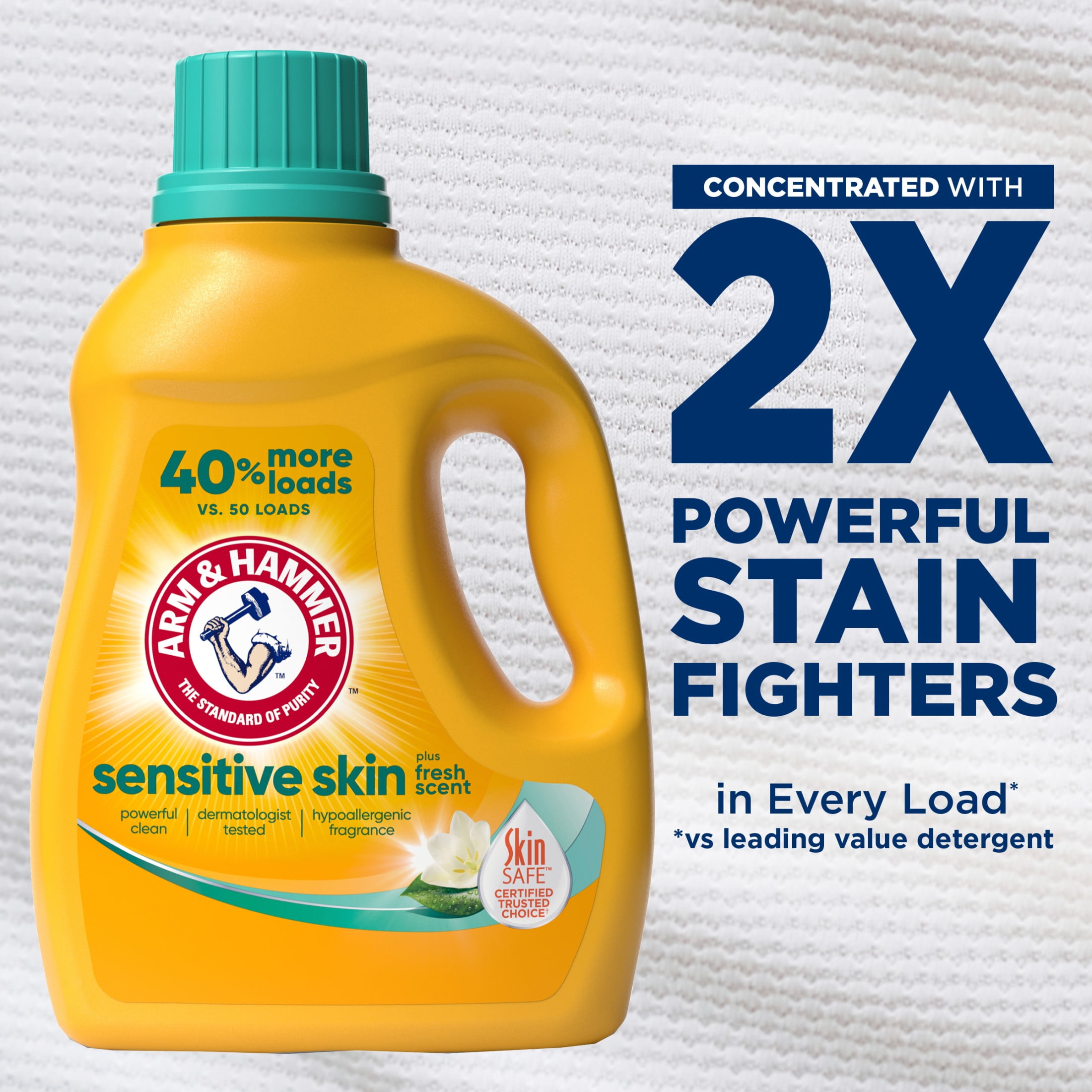 ARM & HAMMER Sensitive Skin Liquid Laundry Detergent, Hypoallergenic Fresh Scent (105 fl oz) 1b0ph