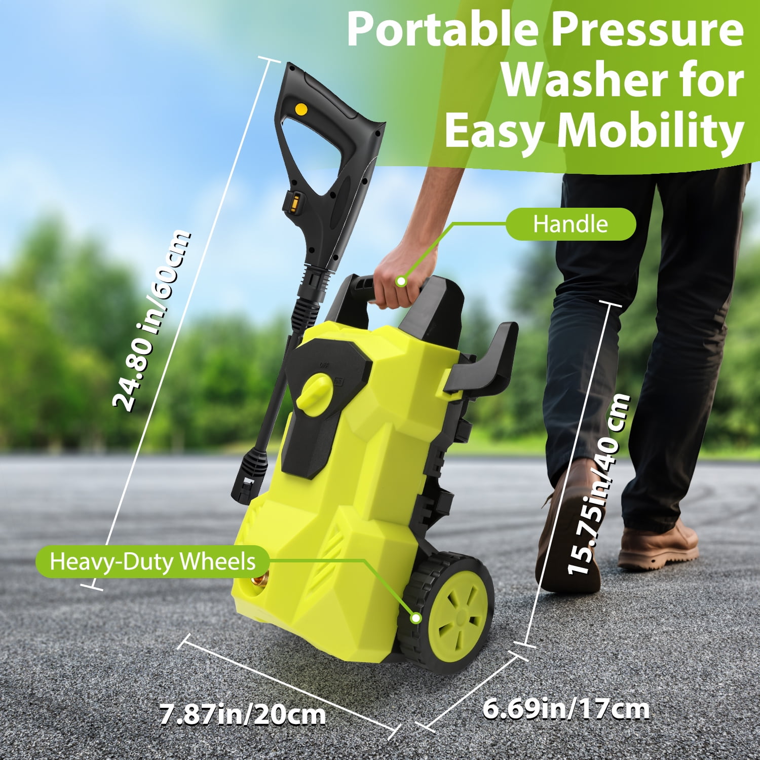 ZRSDIXKI 4000 PSI Electric Pressure Washer 2000W Power Cleaner with Foam Cannon (2.8 GPM, 26 ft Hose) ao6fd