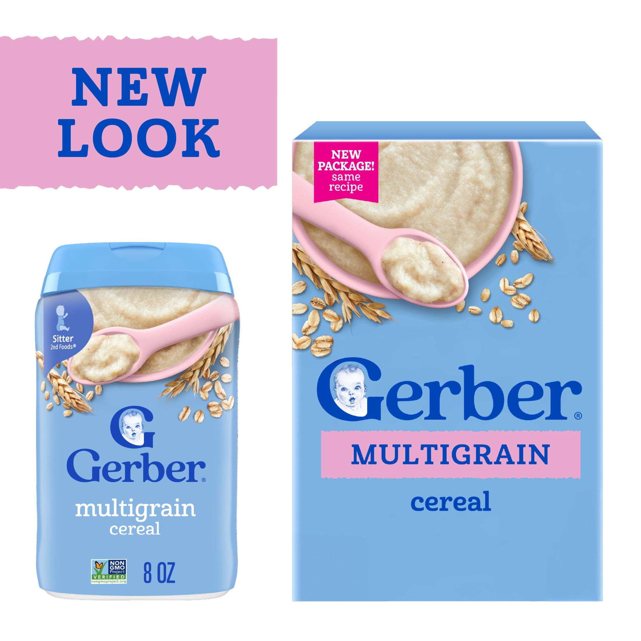 Gerber Multigrain Baby Cereal, Iron-Fortified Infant Breakfast, Stage 2 (8 oz) x1v23