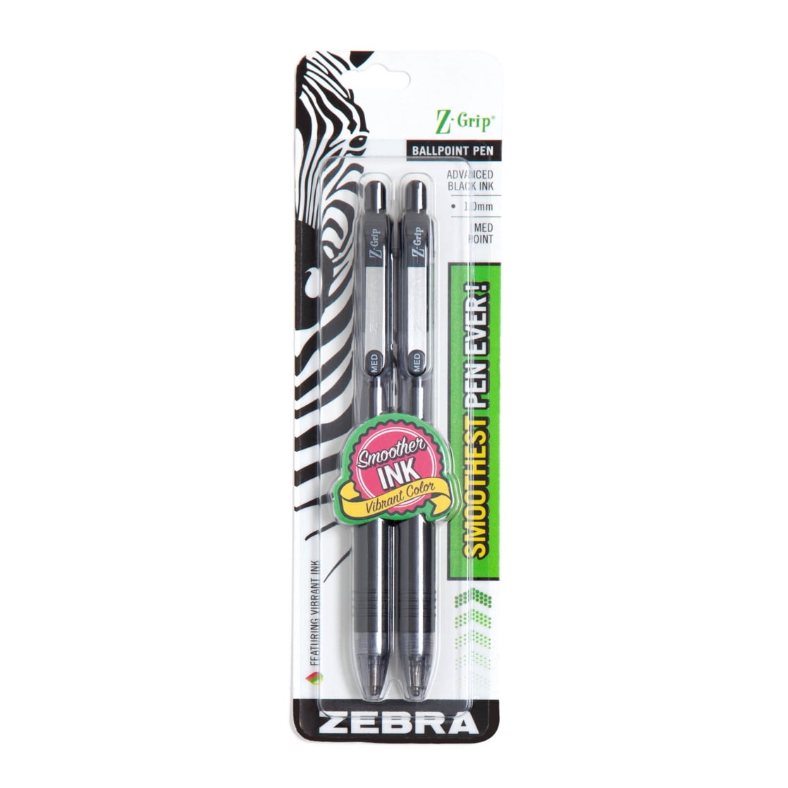 Zebra Z-Grip Retractable Ballpoint Pen (Black, 2-Pack) dkxvg