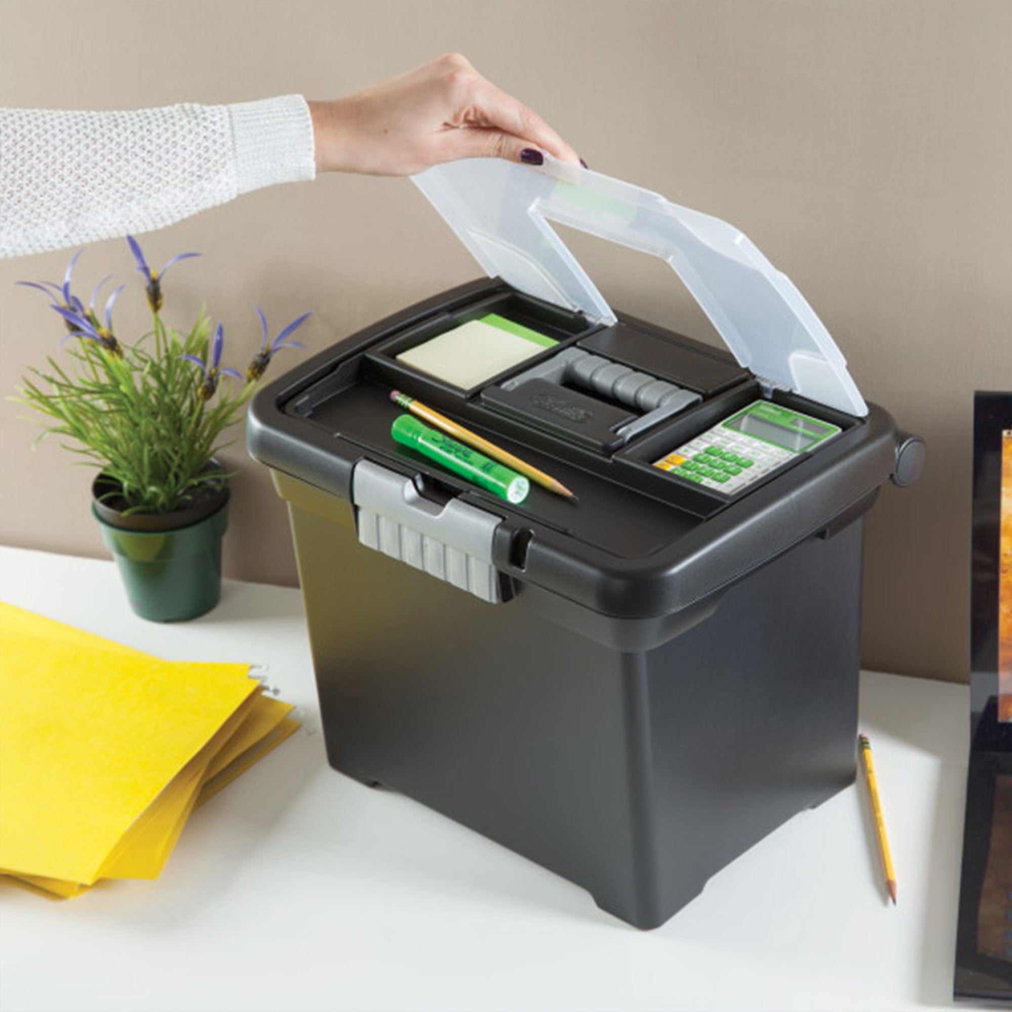 Sterilite Portable Lockable File Box with Lid Storage and Handle (Black, 4 Pack) wwfav