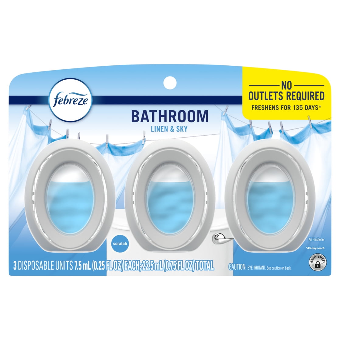 Febreze Bathroom Air Freshener, Odor-Fighting, Linen & Sky Scent (3 Count) ns5s2