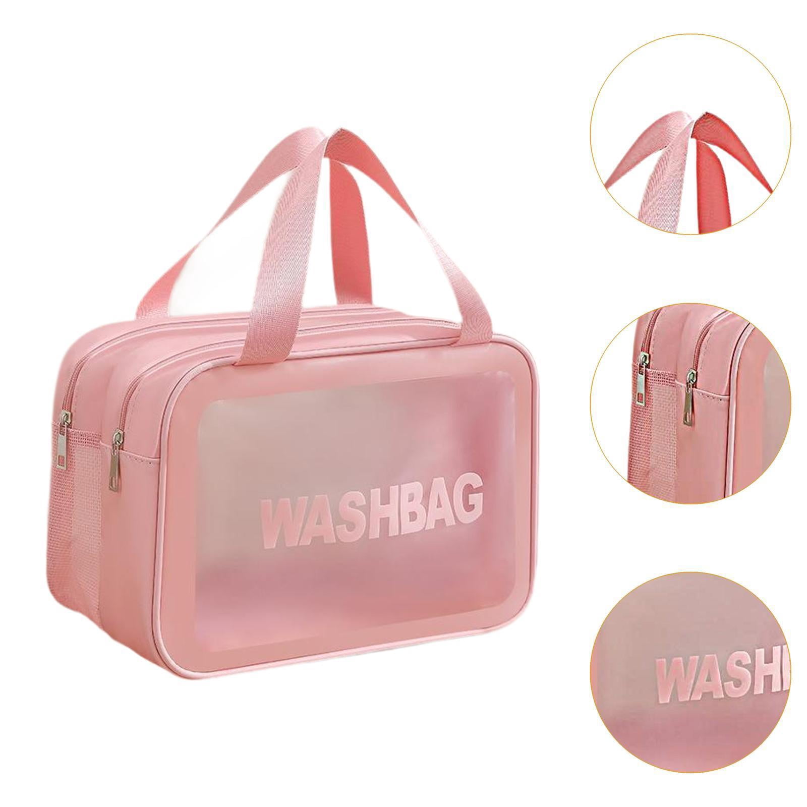 Dolity Travel Toiletry Bag Cosmetic Organizer with Handle (Pink, 10.2 in x 5.9 in x 6.3 in) 6vbl2