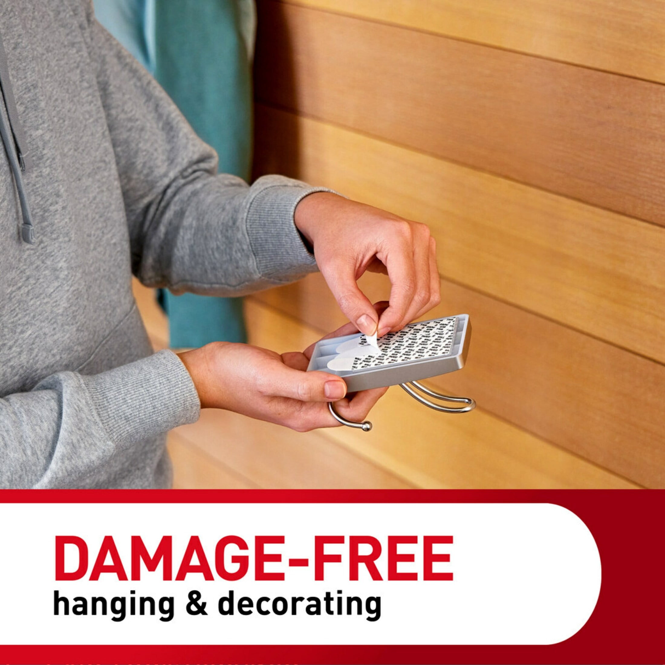 Command X-Large Triple Wall Hook, Damage-Free Adhesive Hanging Organizer (Satin Nickel, 1 Hook, 3 Strips) ong27