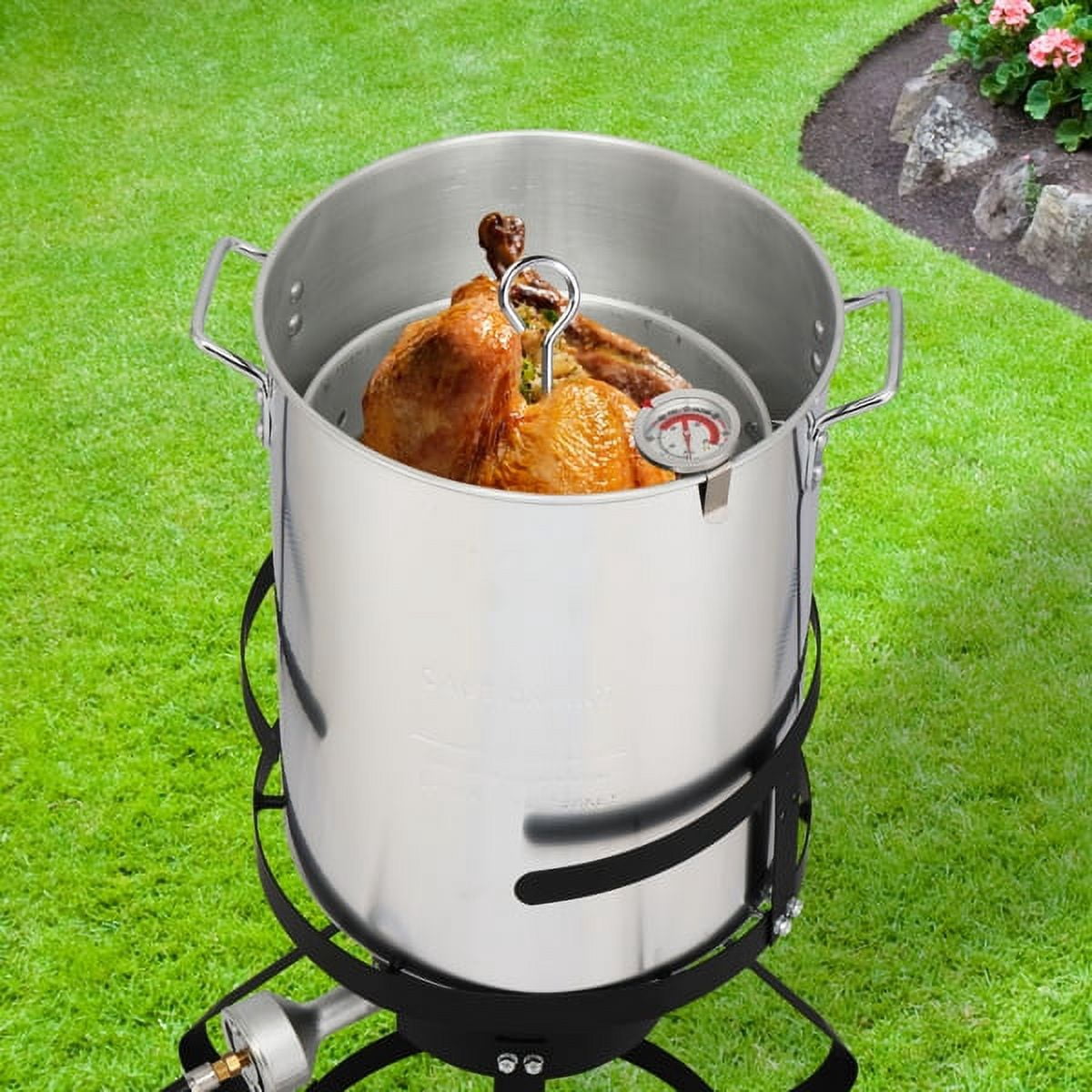 AMEEL Outdoor Gas Fryer Cooking Station with 30qt and 10qt Pots (Black, 13 in x 32 in) o1q1e