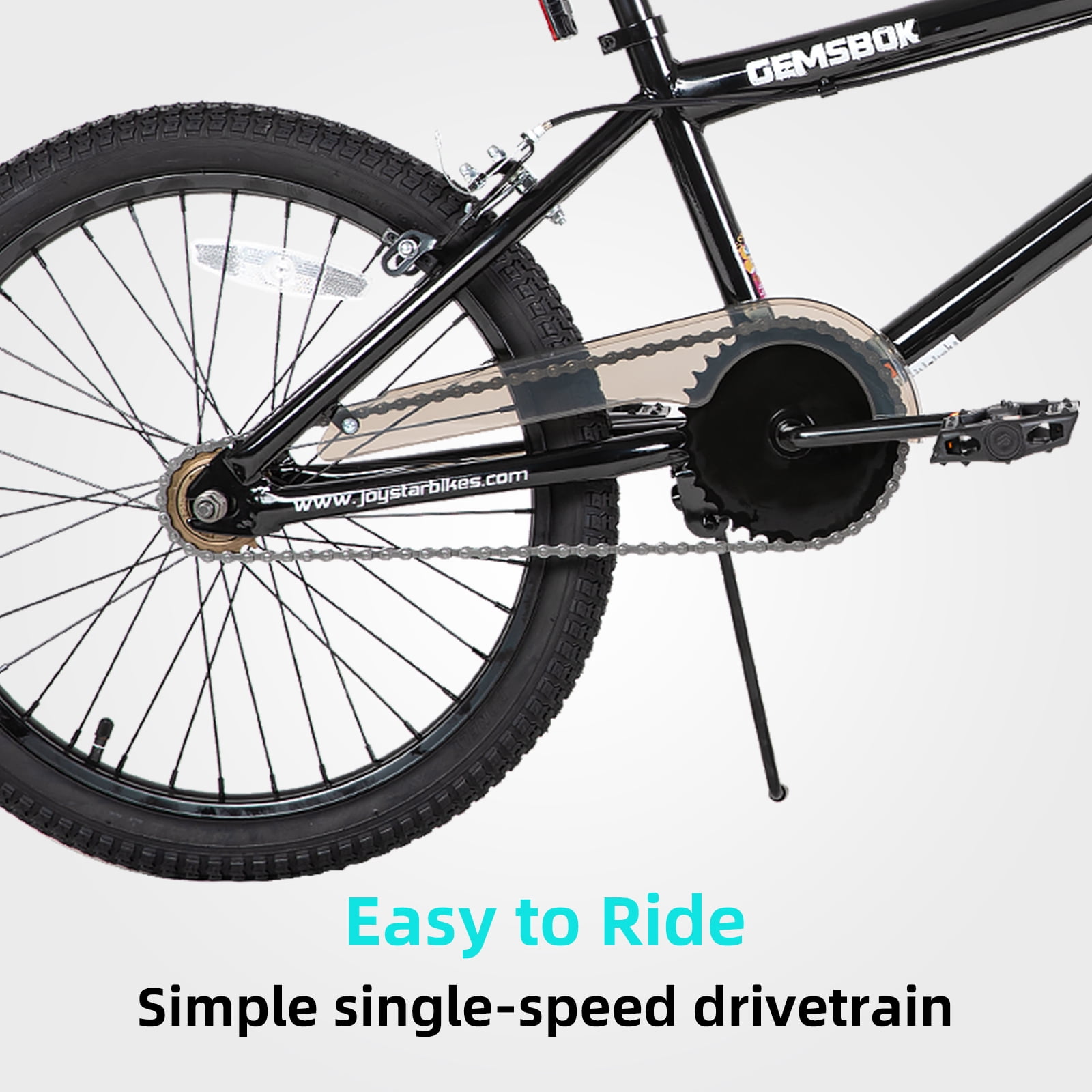 Joystar 20 Inch Kids BMX Bike Freestyle Beginner Bicycle with Dual Hand Brakes and Pegs (Black, 20 in) mryia