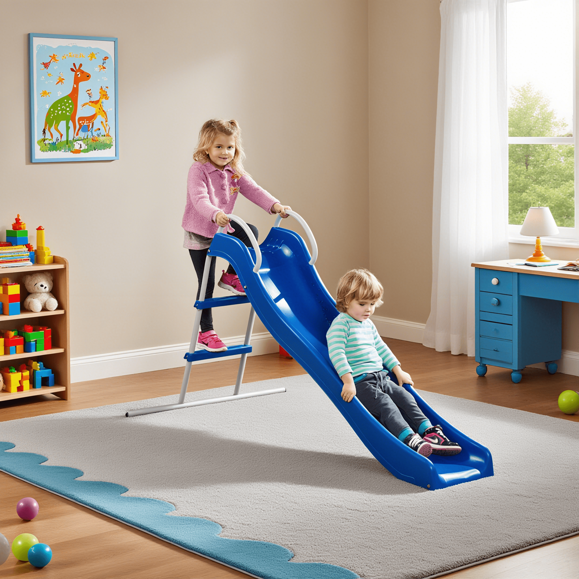 Mersco Kids Freestanding Plastic Slide, Indoor Outdoor Backyard Playset, Durable Weather-Resistant Design (Blue, 71 in) v5kf4