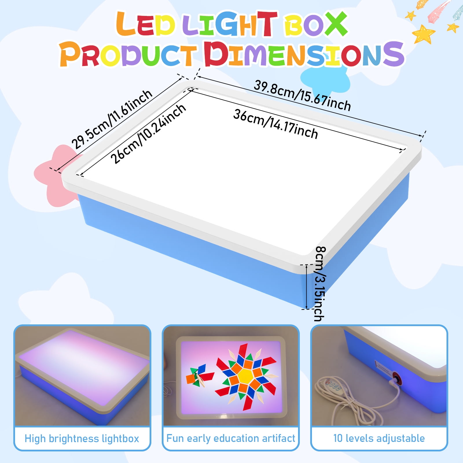 Wekvgz LED Light Box for Kids Sensory Drawing and Tracing Table (Adjustable Brightness, 15.7 in x 11.6 in) mkq5d