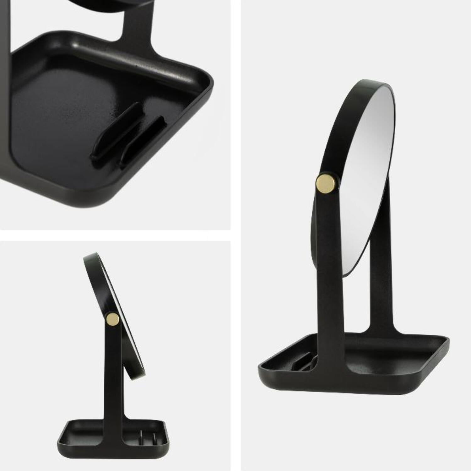 Zadro, Inc. Dual-Sided Magnification Makeup Mirror with Accessory Tray and Phone Holder (Black, 10.5 in x 7.75 in) cbqzy