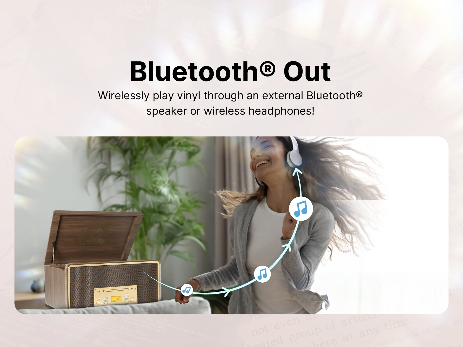 Victor 8-in-1 Music Center Record Player with Bluetooth, CD, Cassette, and AM/FM Radio (Graphite) uis0s