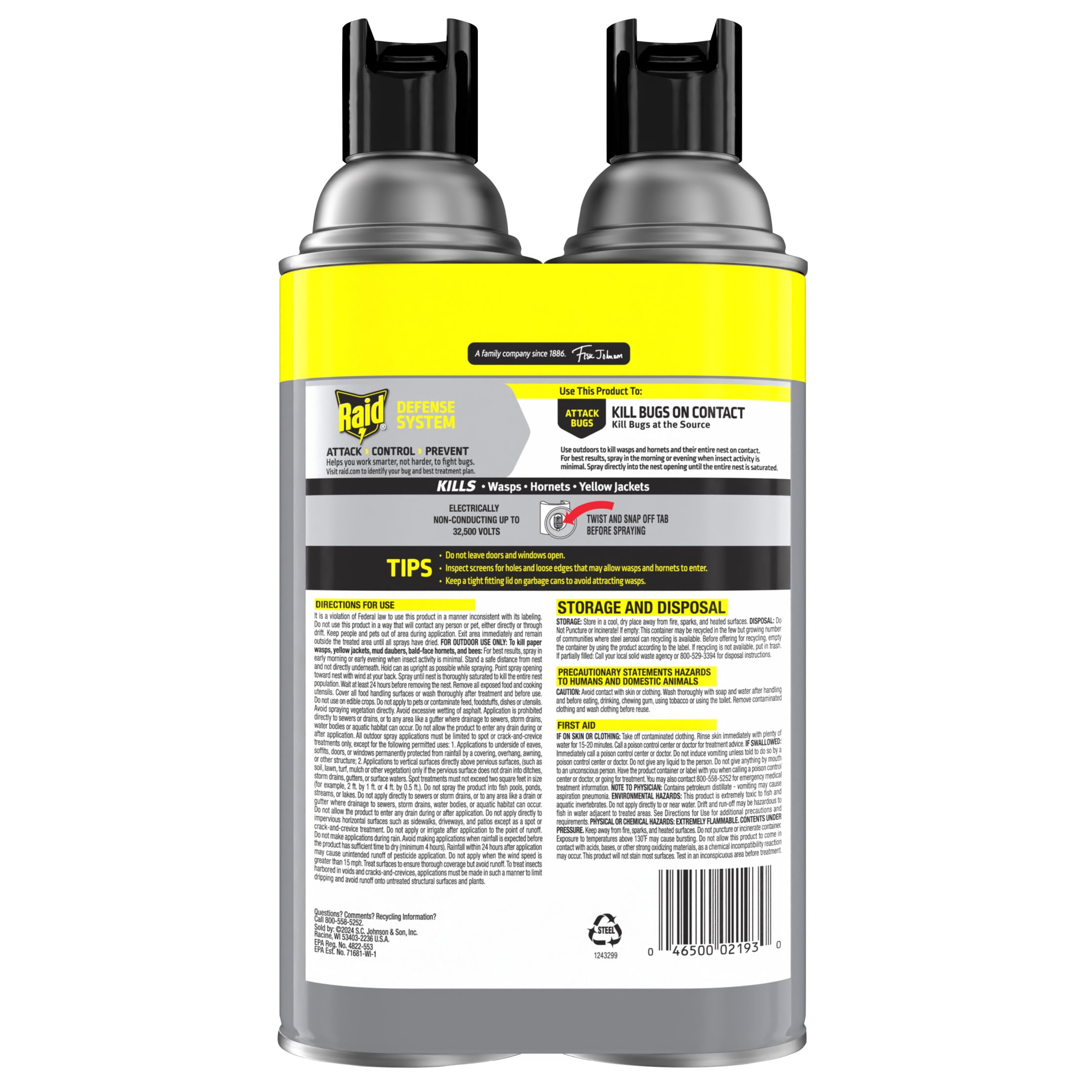 Raid Wasp and Hornet Killer 33 Outdoor Insecticide Spray (2 Pack, 14 oz each) 3e5kk