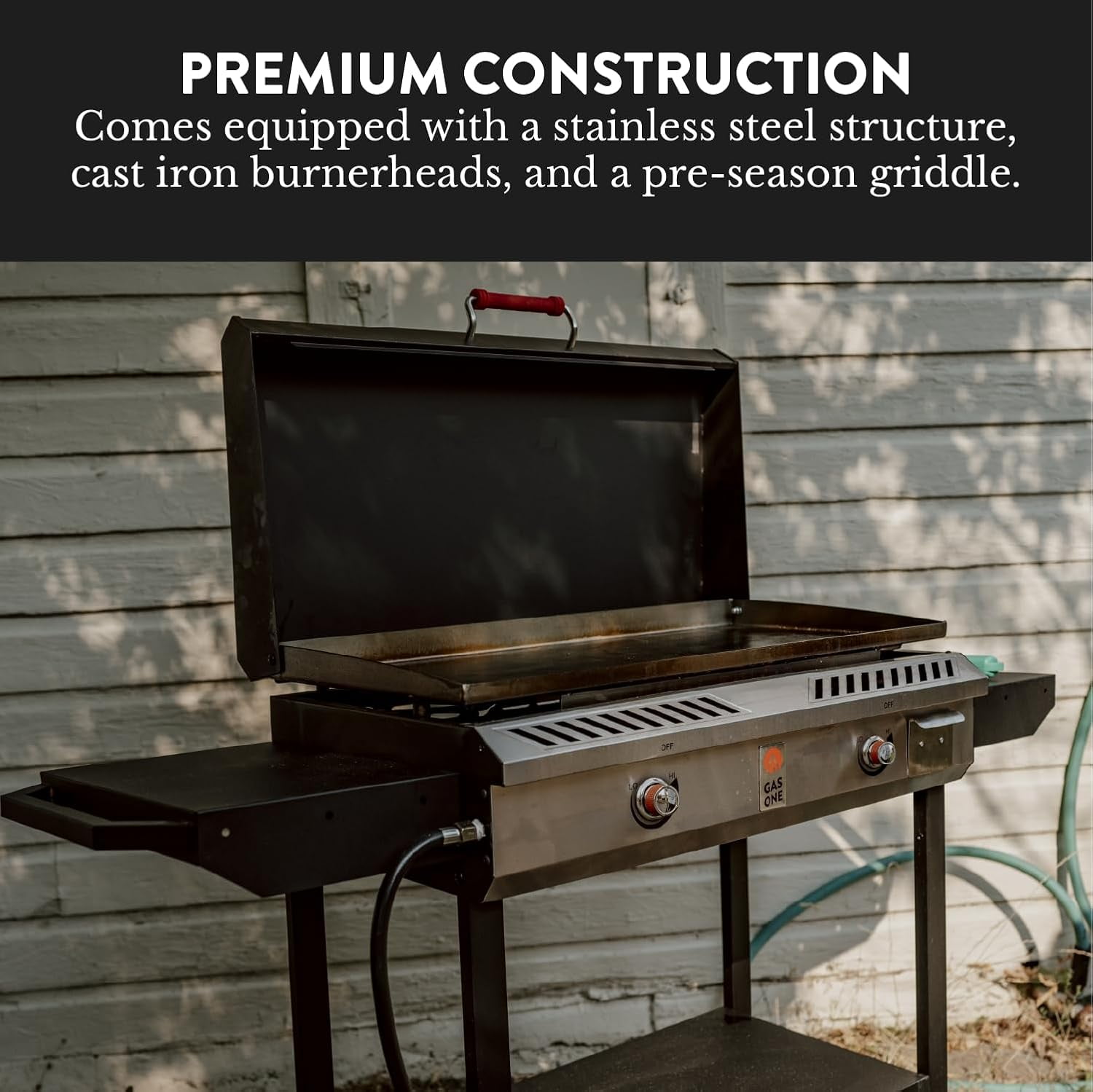 Gas One 2-Burner Propane Gas Griddle and Stove Combo with Flat Top Grill (Black, 2-Burner) 34ybv