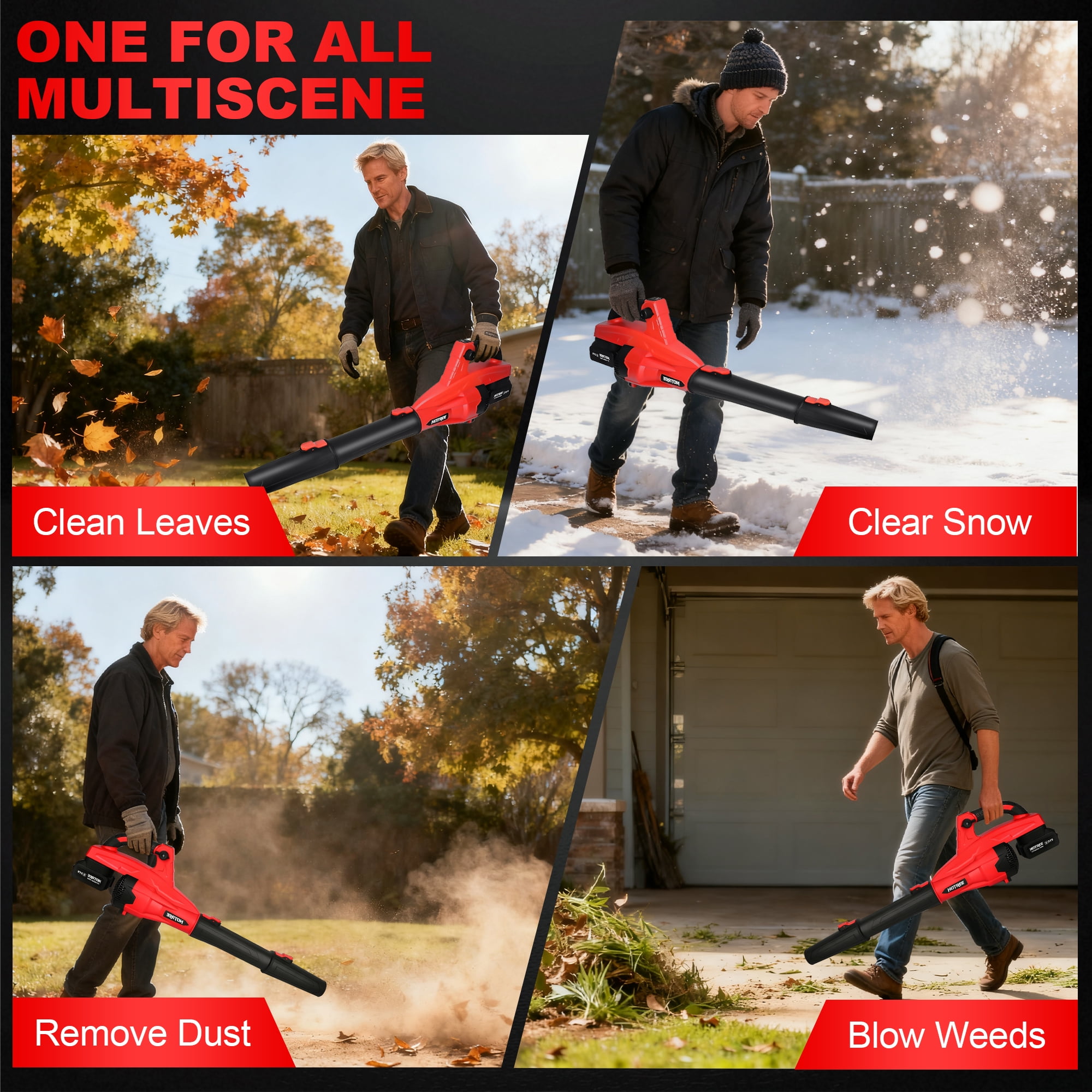 HOTREE Cordless Leaf Blower, 170 MPH 600 CFM Electric Blower with 8 Speeds (2 Batteries, 4.7 lb) bx9uz