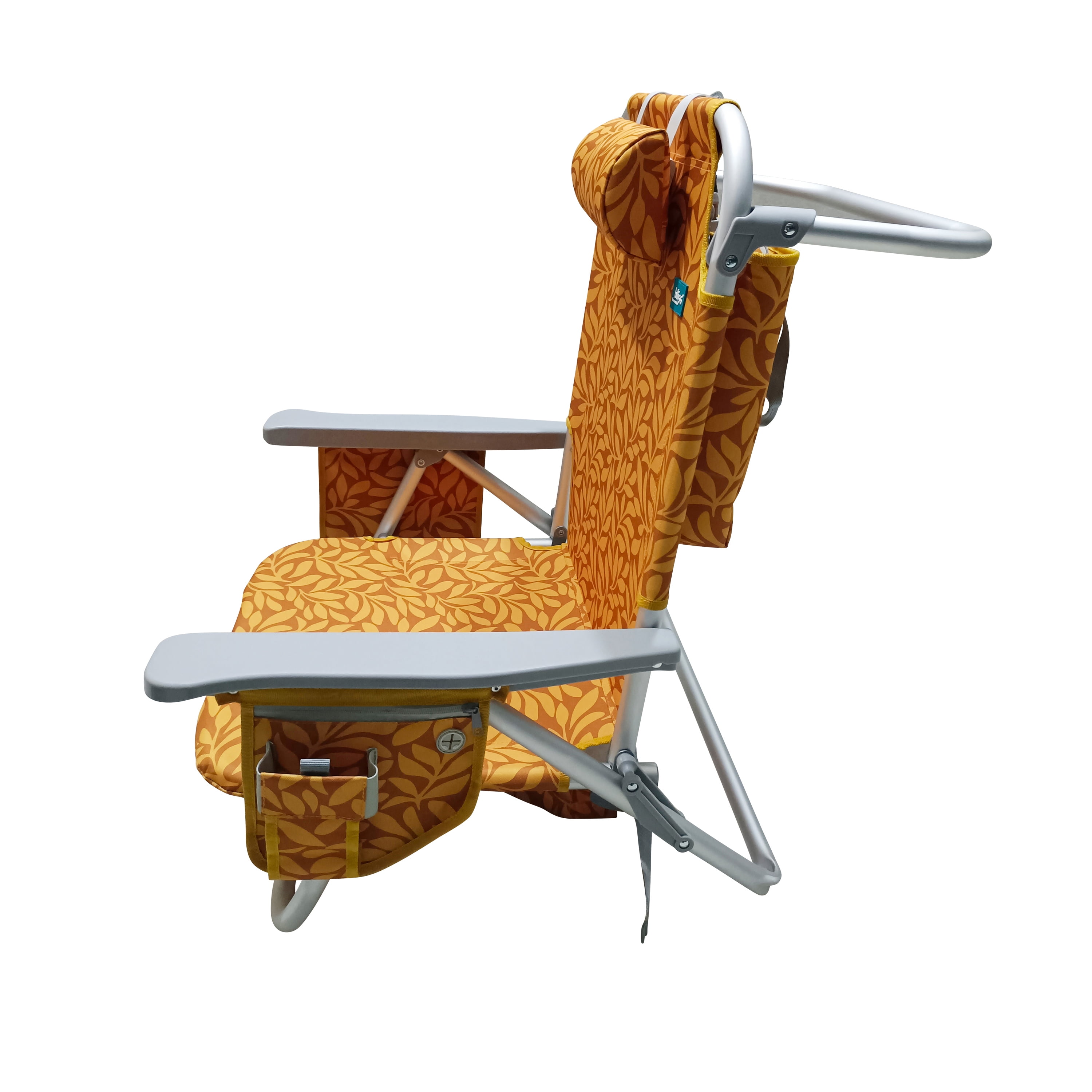 Bliss Hammocks Aluminum Beach Chair with Detachable Cooler Bag and 5 Reclining Positions (Amber Leaf, 275 lb Capacity) emyx4