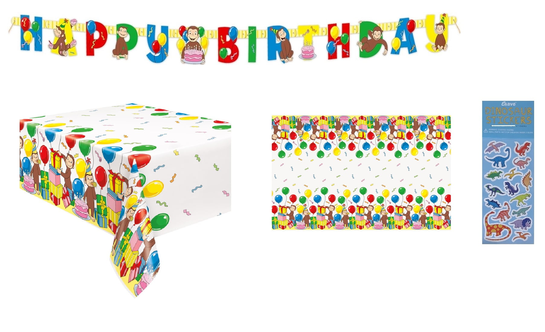 Unique Curious George Birthday Party Supplies Set (Multi-Color, 16-Piece Set) 5w130