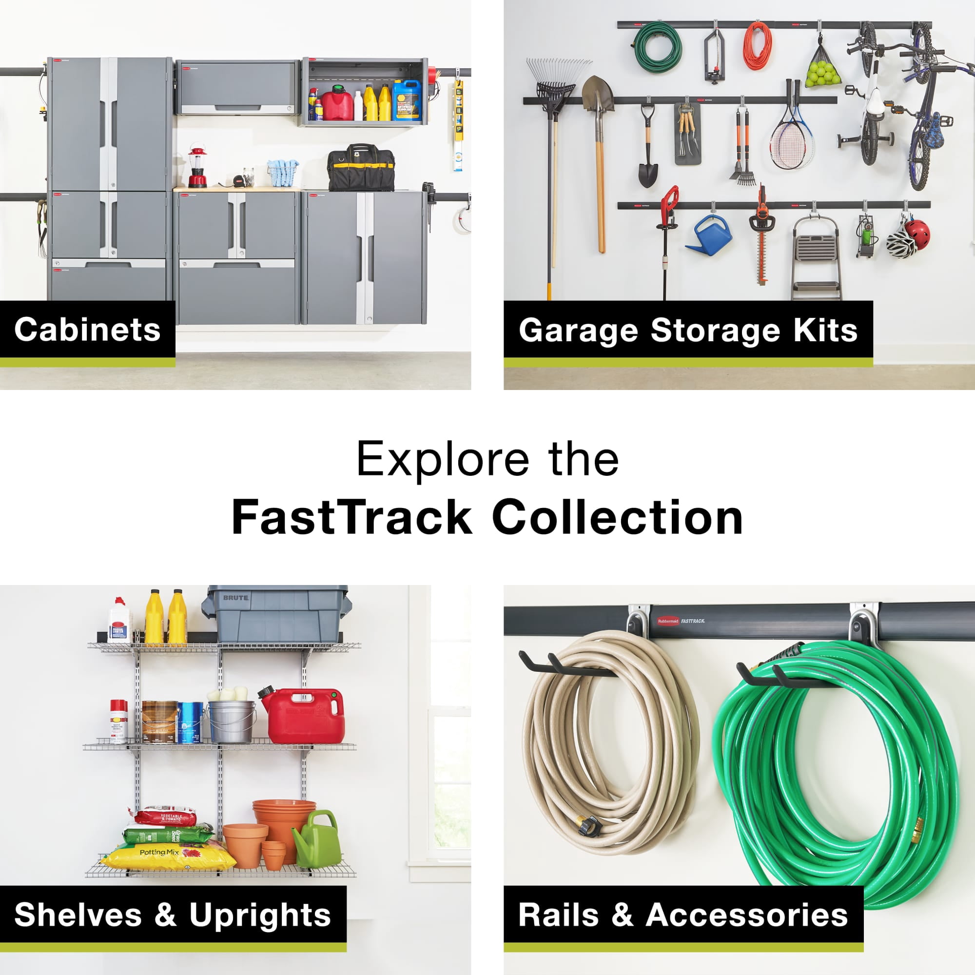 Rubbermaid FastTrack Garage Storage System Heavy-Duty Wall Organization Kit (Black, 8-Piece) sor9u