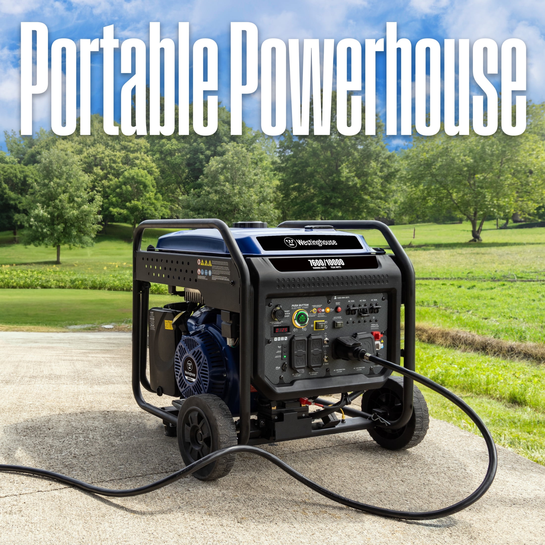 Westinghouse 10,000 Peak Watt Portable Inverter Generator (Gas Powered, Remote Start, 147.7 lb) y74wd